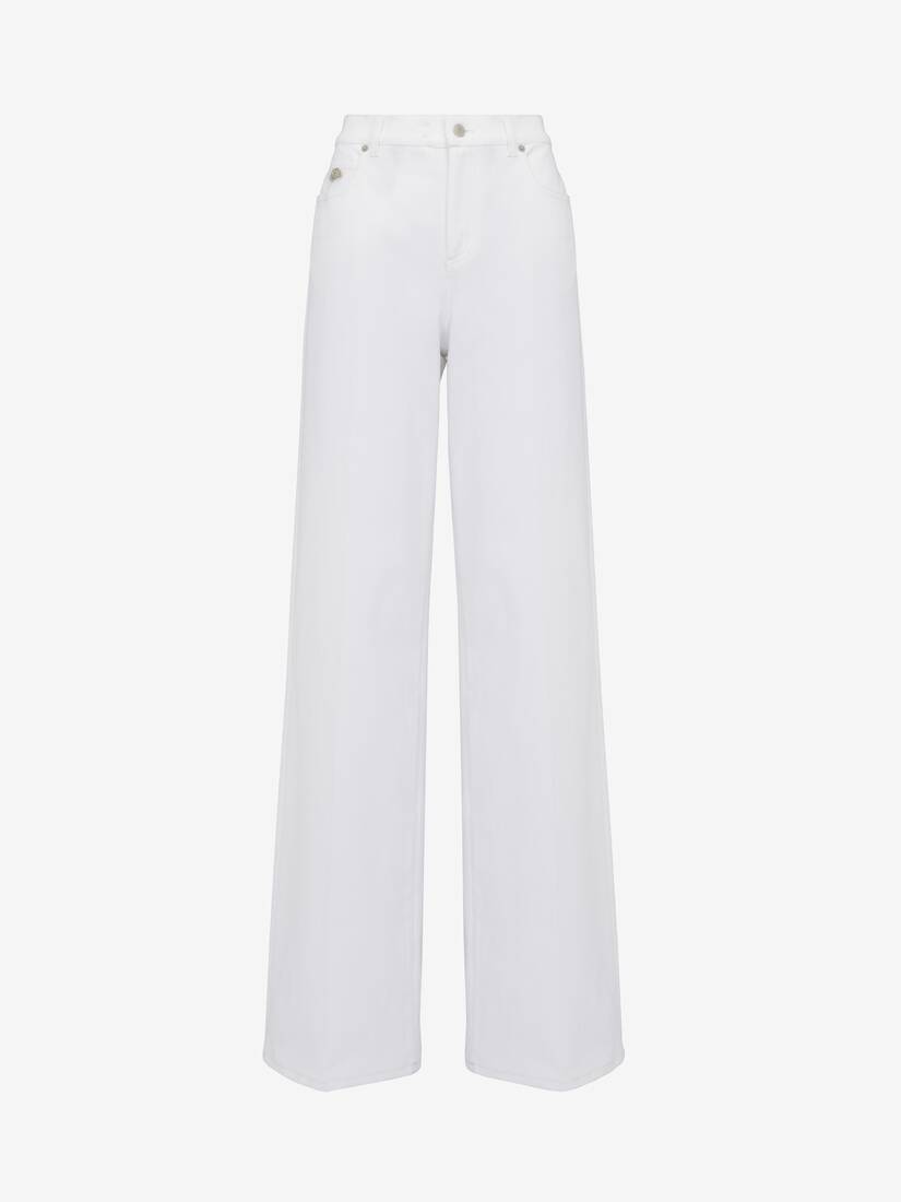 Wide Leg Jeans in Optic White | Alexander McQueen US