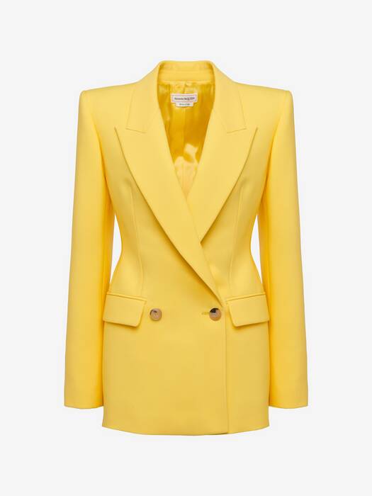 Sartorial Wool Double-breasted Jacket in Bright Yellow | Alexander ...