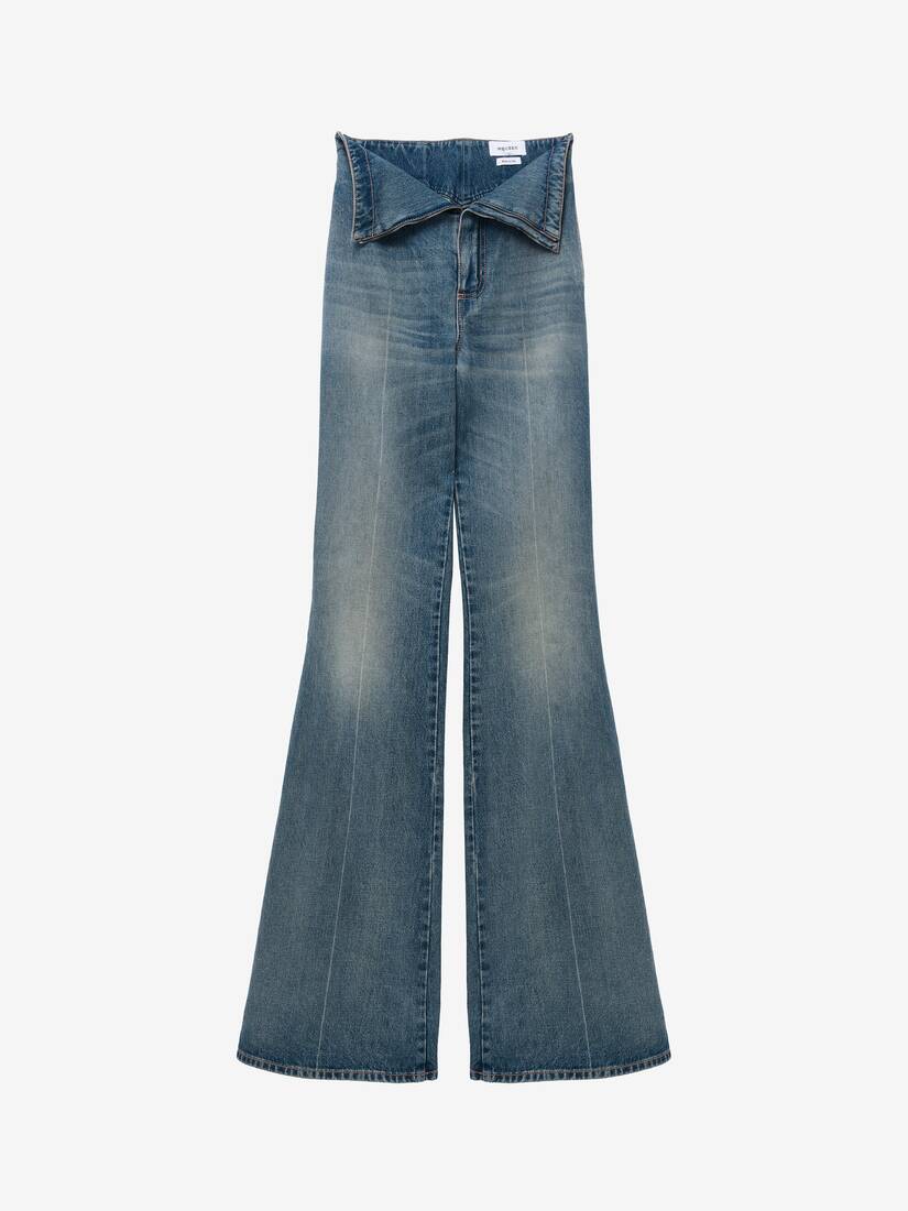 Jeans Con Risvolto In Vita