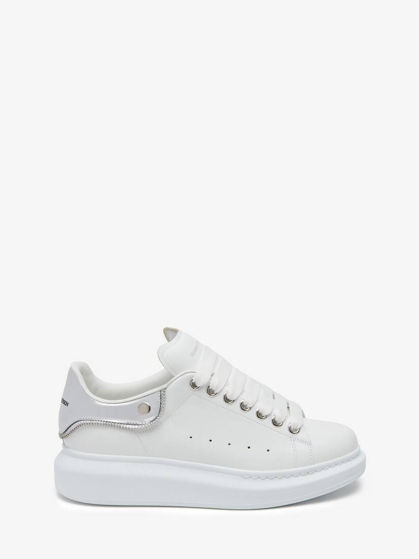 Oversized Sneaker in White/Silver | McQueen US