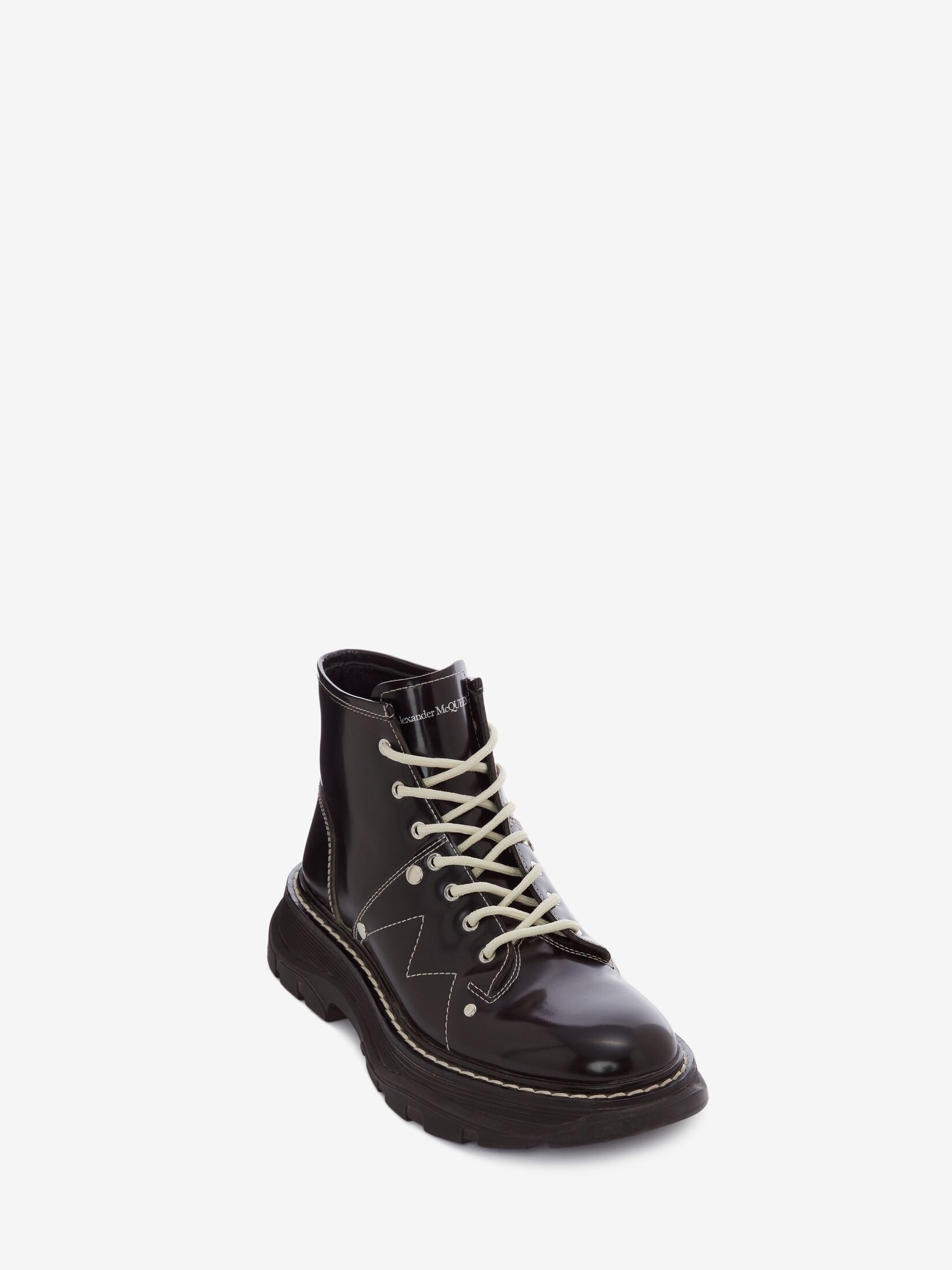 Tread Slick Knee High Boot in Black | Alexander McQueen US