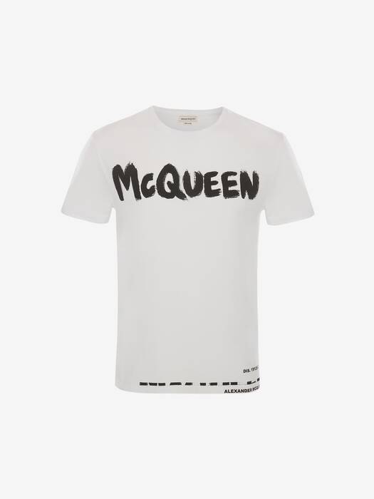 McQueen Graffiti T-Shirt in White | Alexander McQueen US