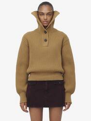 Funnel Neck Buttoned Neck Jumper