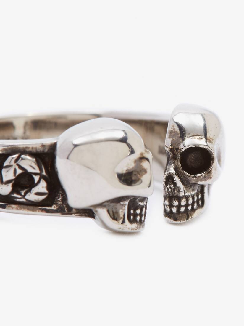 Twin Skull Ring in Silver