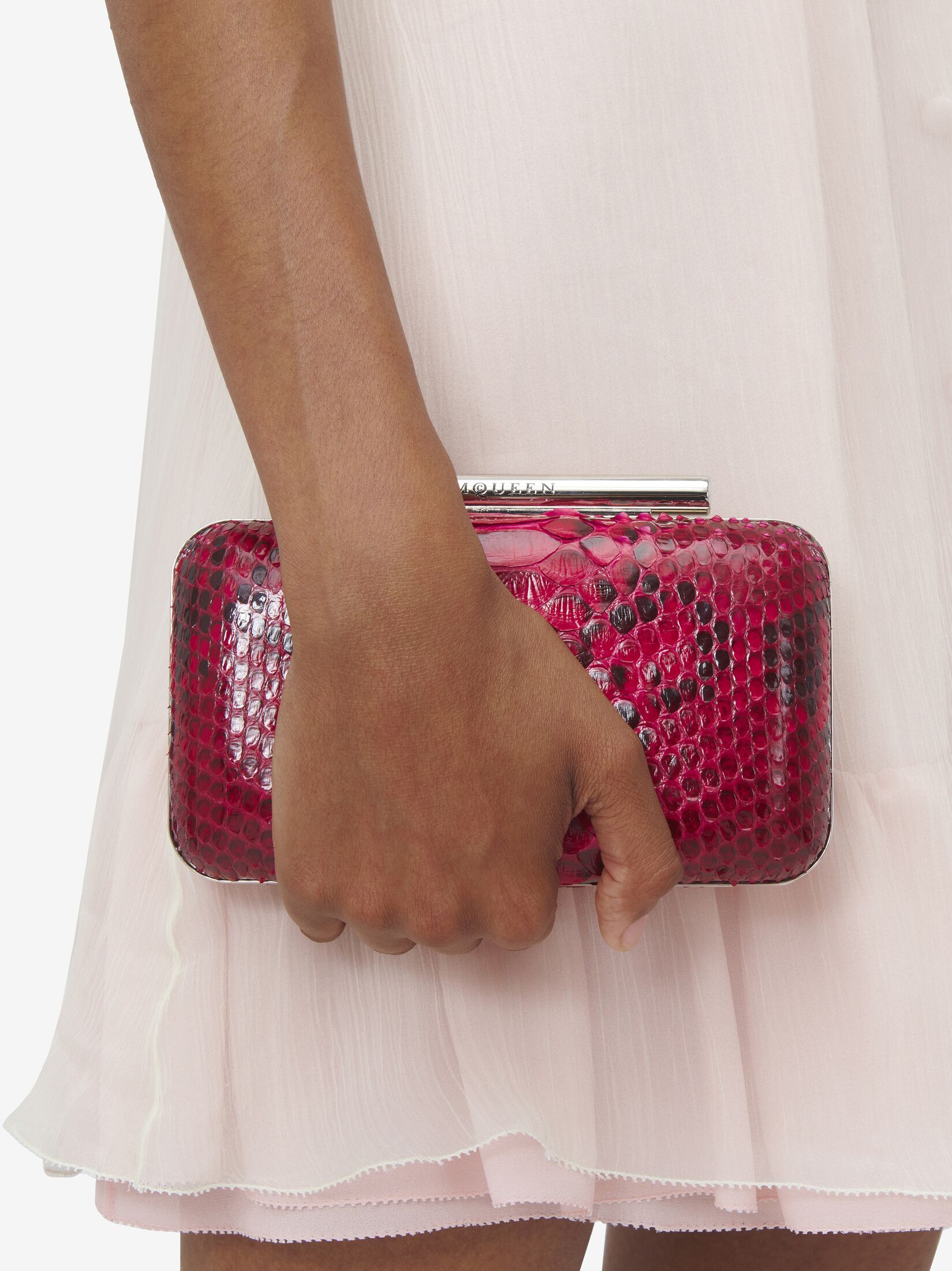 Alexander Mcqueen Women Silver Leather Mini Seal Clutch