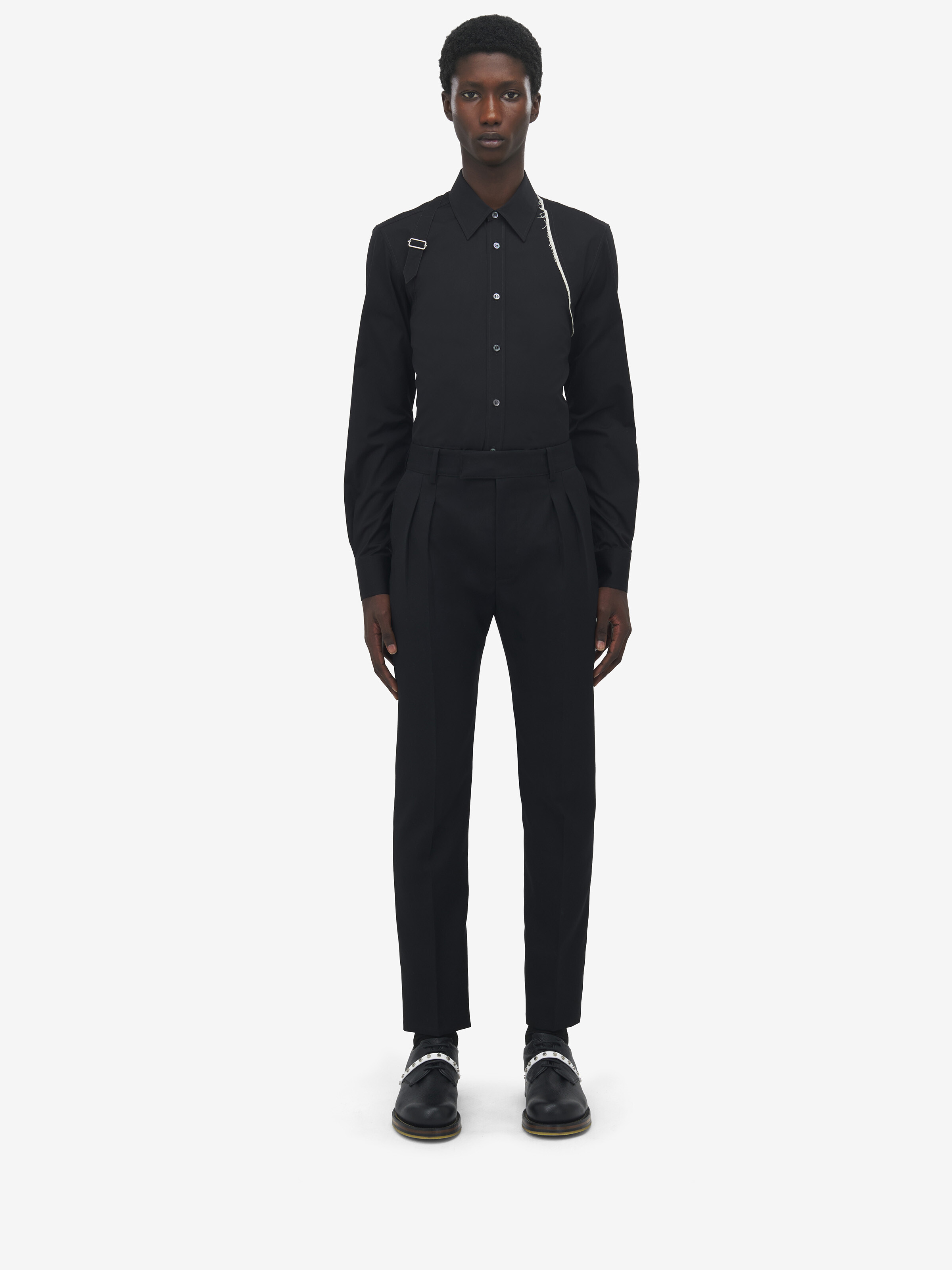 Men's Wool Mohair Tailored Trousers in Black in 75% Wool, 25% Mohair | Alexander McQueen - image 2