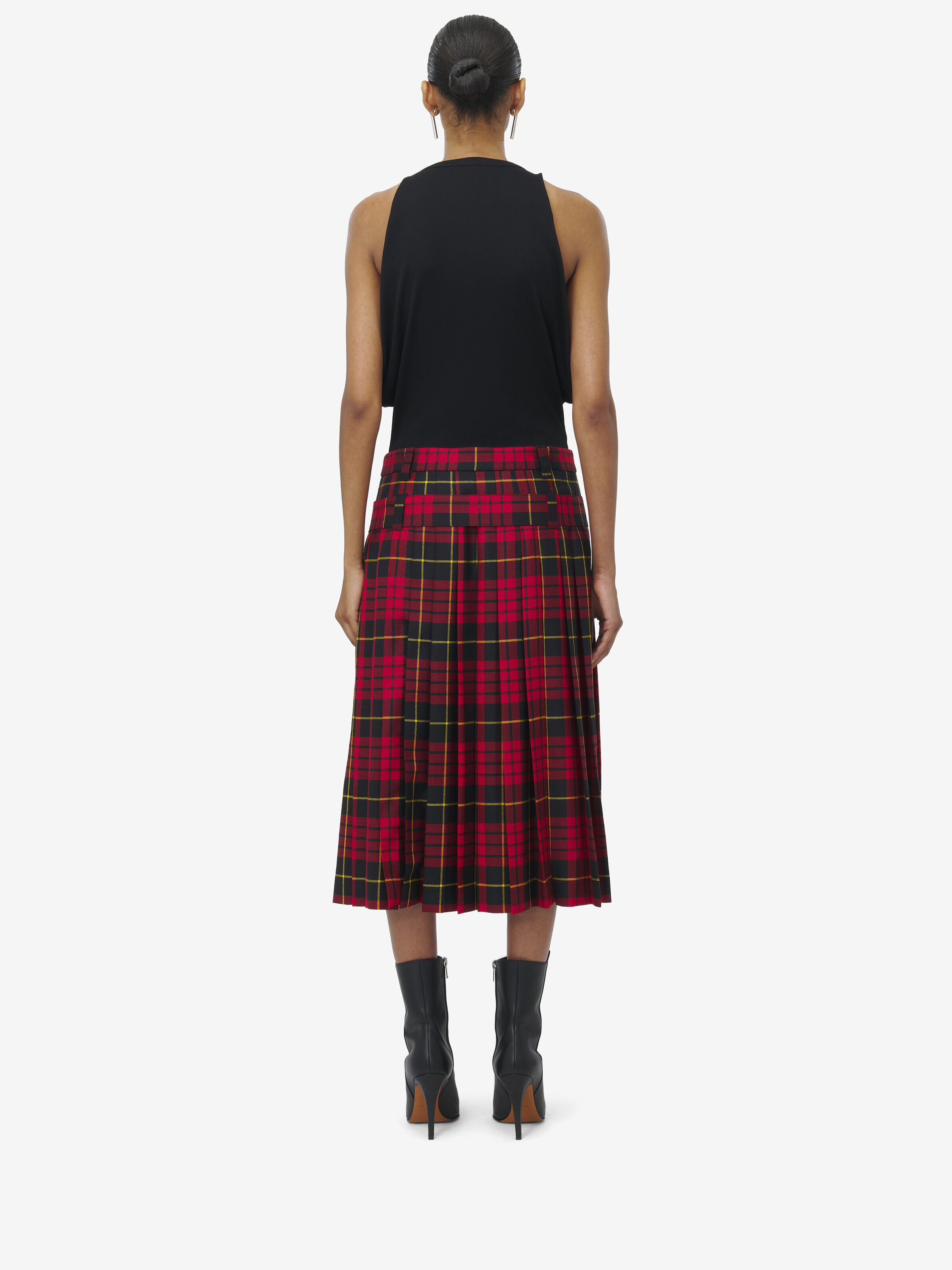Women's MacQueen Tartan Kilt Skirt in Red/Black/Yellow in 100% Wool | Alexander McQueen - image 5