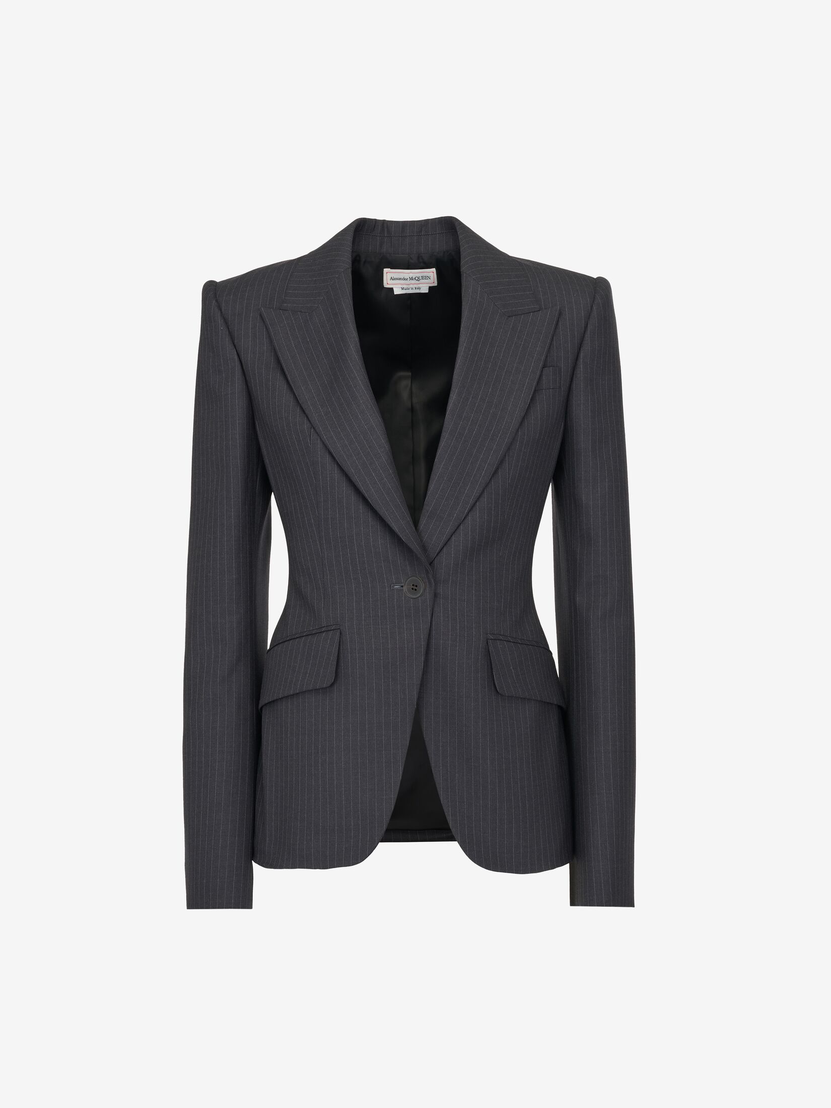 Veste à boutonnage simple et fines rayures