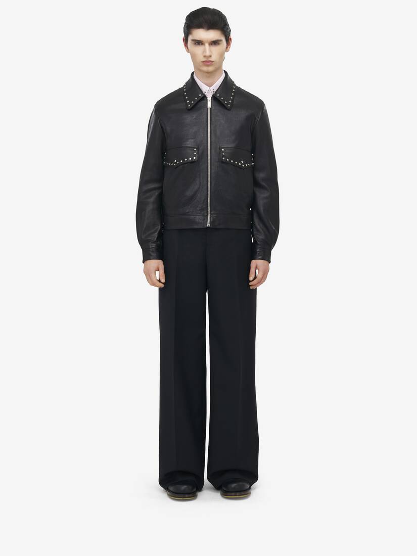 Studded Leather Aviator Jacket