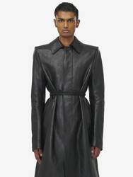 Stacked Shoulder Leather Raincoat​