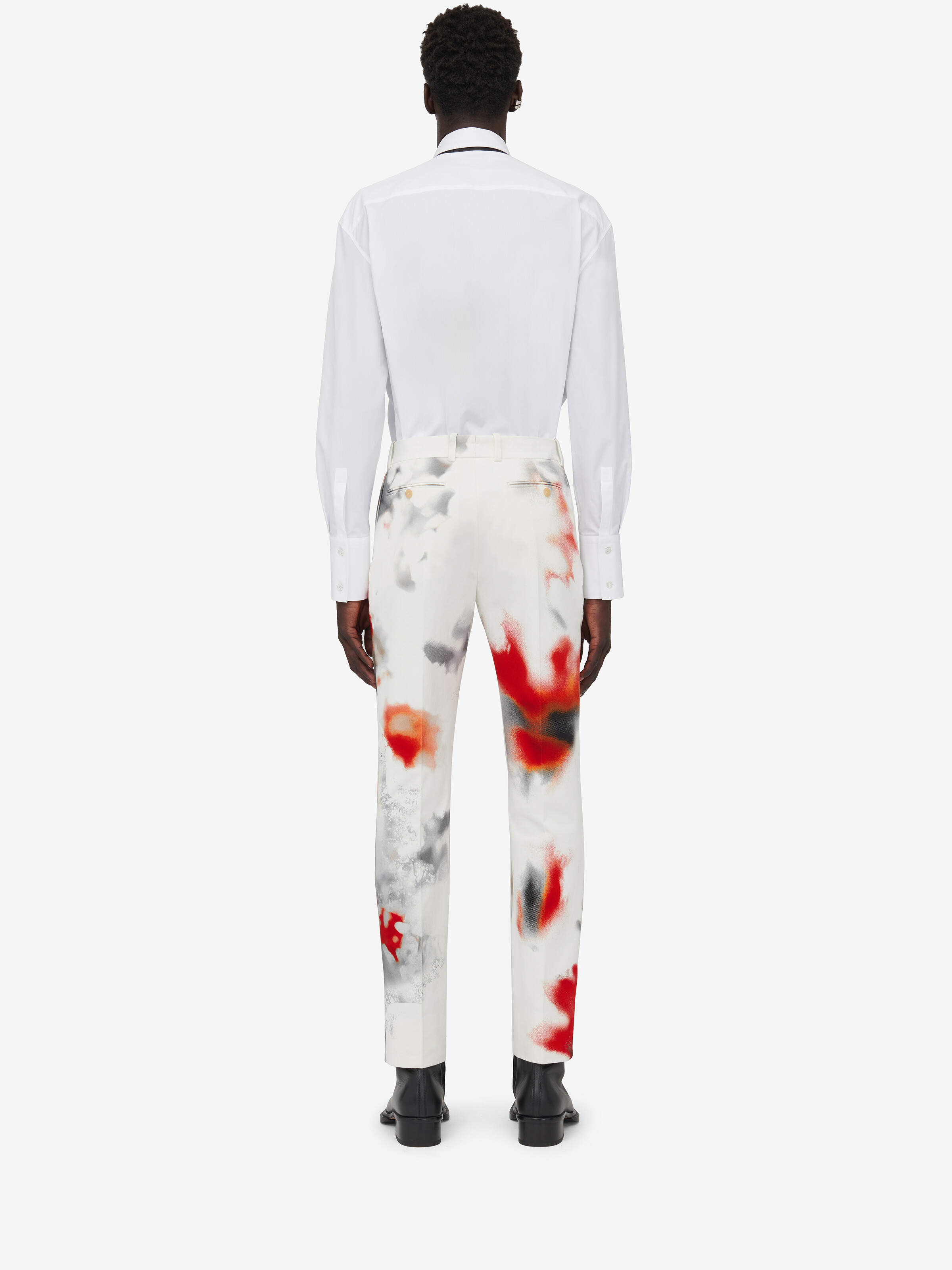 オブスキュアード フラワー シガレットパンツ in 100% コットン | Alexander McQueen - image 4