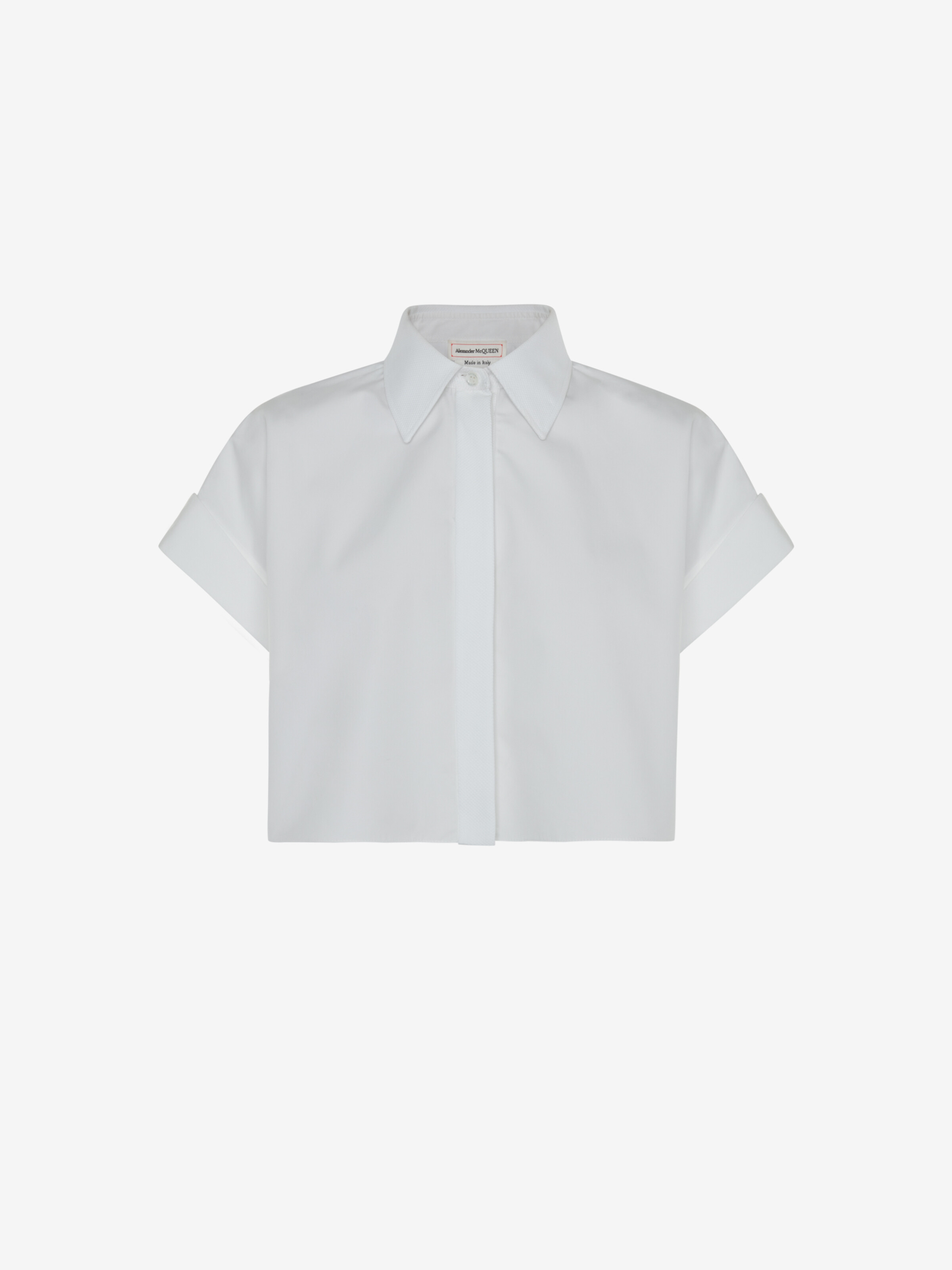 Cropped Boxy Shirt in Optic White | Alexander McQueen US