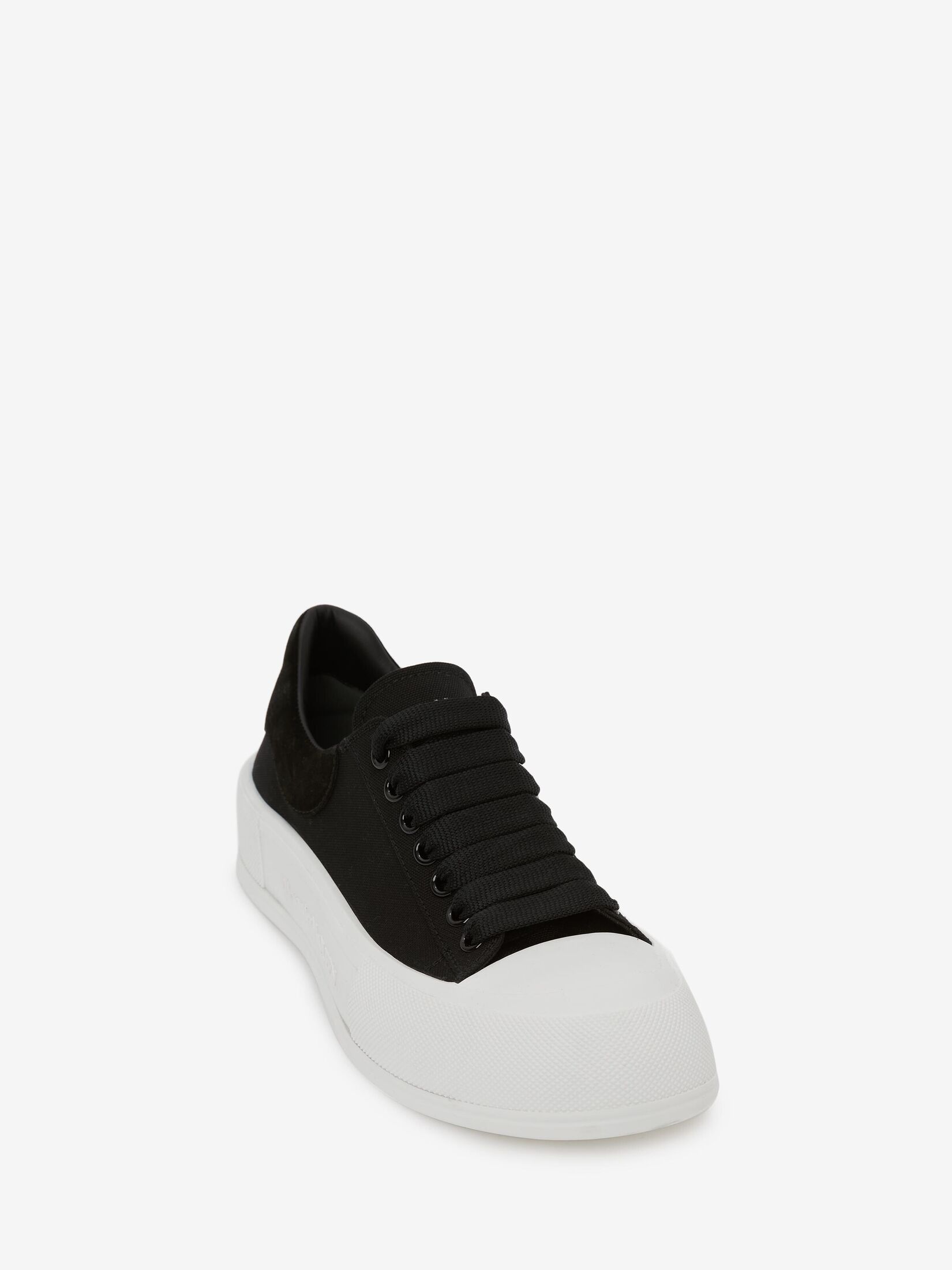 Deck Lace Up Plimsoll in Black/White | Alexander McQueen US