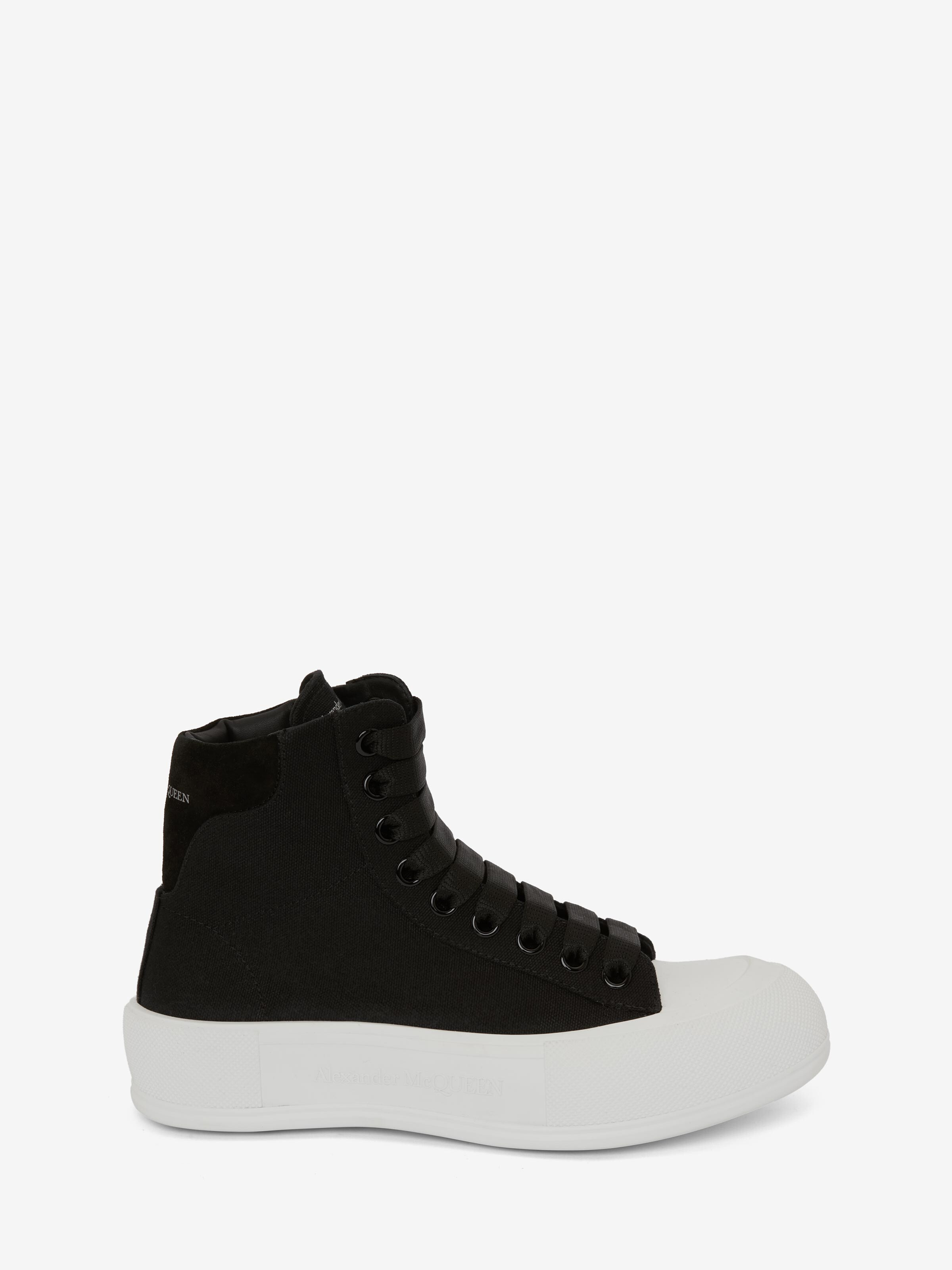 High Top Deck Plimsoll In Black White Alexander Mcqueen Nl High Top Deck Plimsoll In Black White Alexander Mcqueen Nl