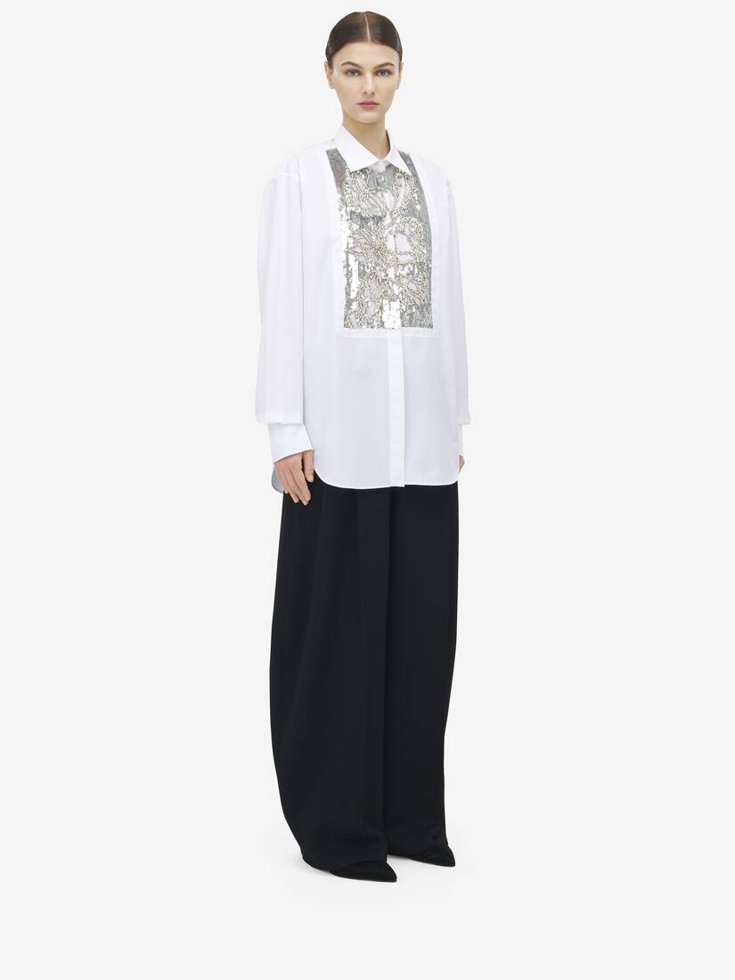 Crystal Stencil Embroidery Shirt
