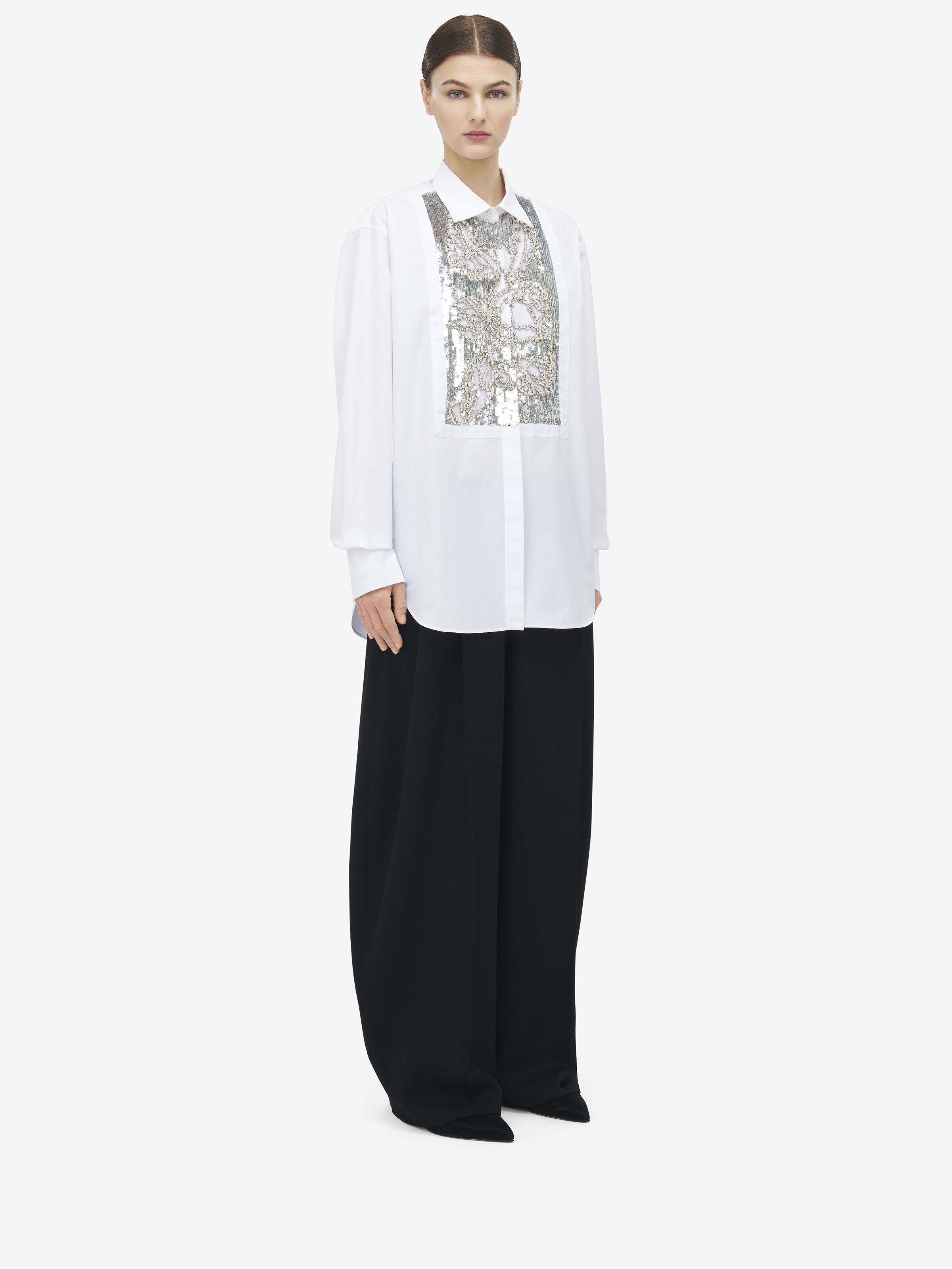 Crystal Stencil Embroidery Shirt
