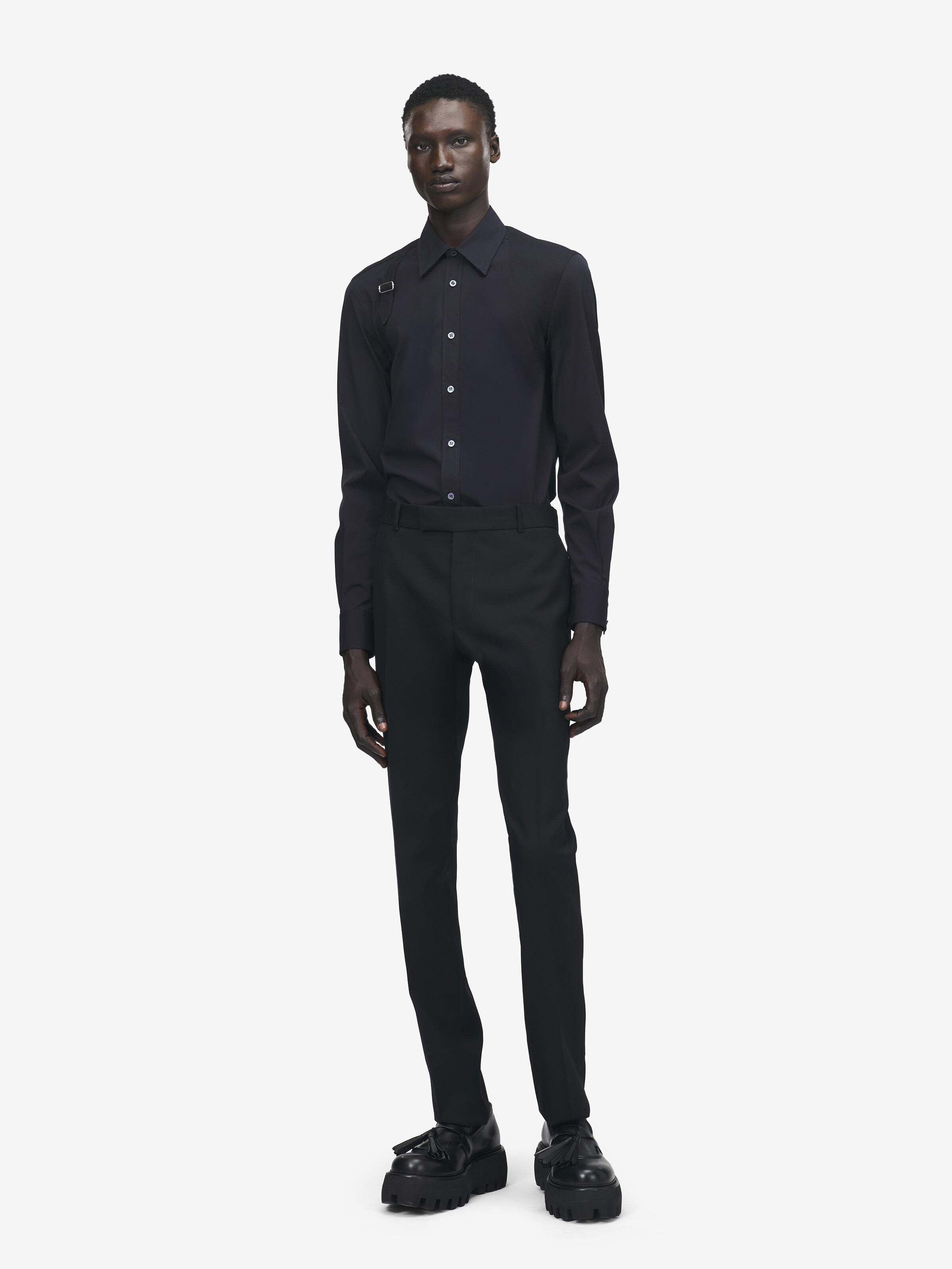 Men's Harness Shirt in Black in 78% Cotton, 16% Polyamide, 6% Elastane | Alexander McQueen - image 3