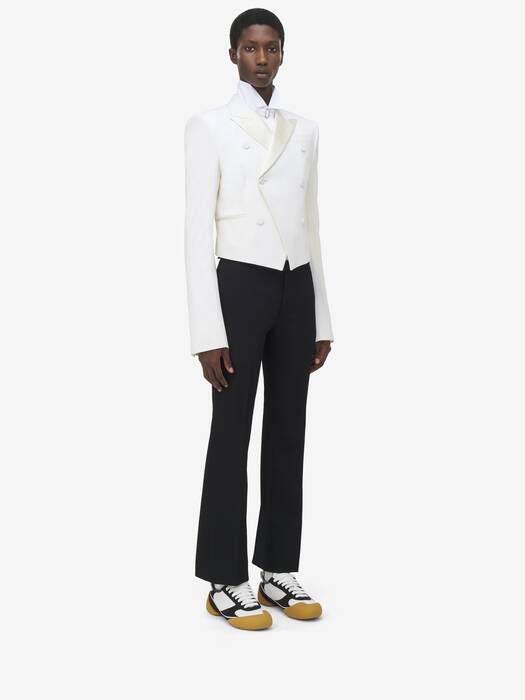 Men's Double-breasted Shrunken Jacket in White | Alexander