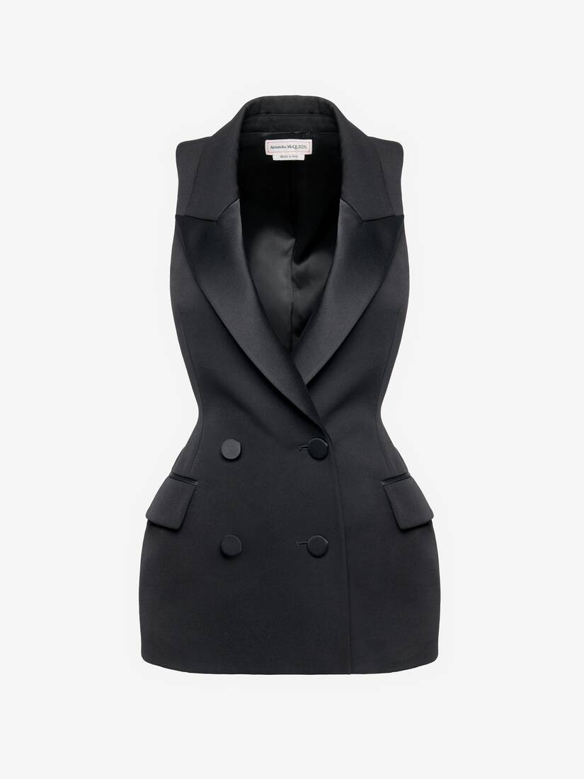 Racerback Sleeveless Double-breasted Jacket in Black | Alexander