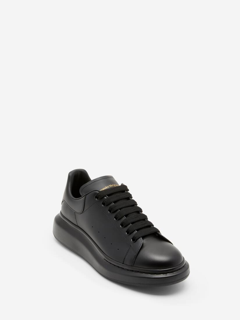 Oversized Leather Sneakers in Black - Alexander Mc Queen