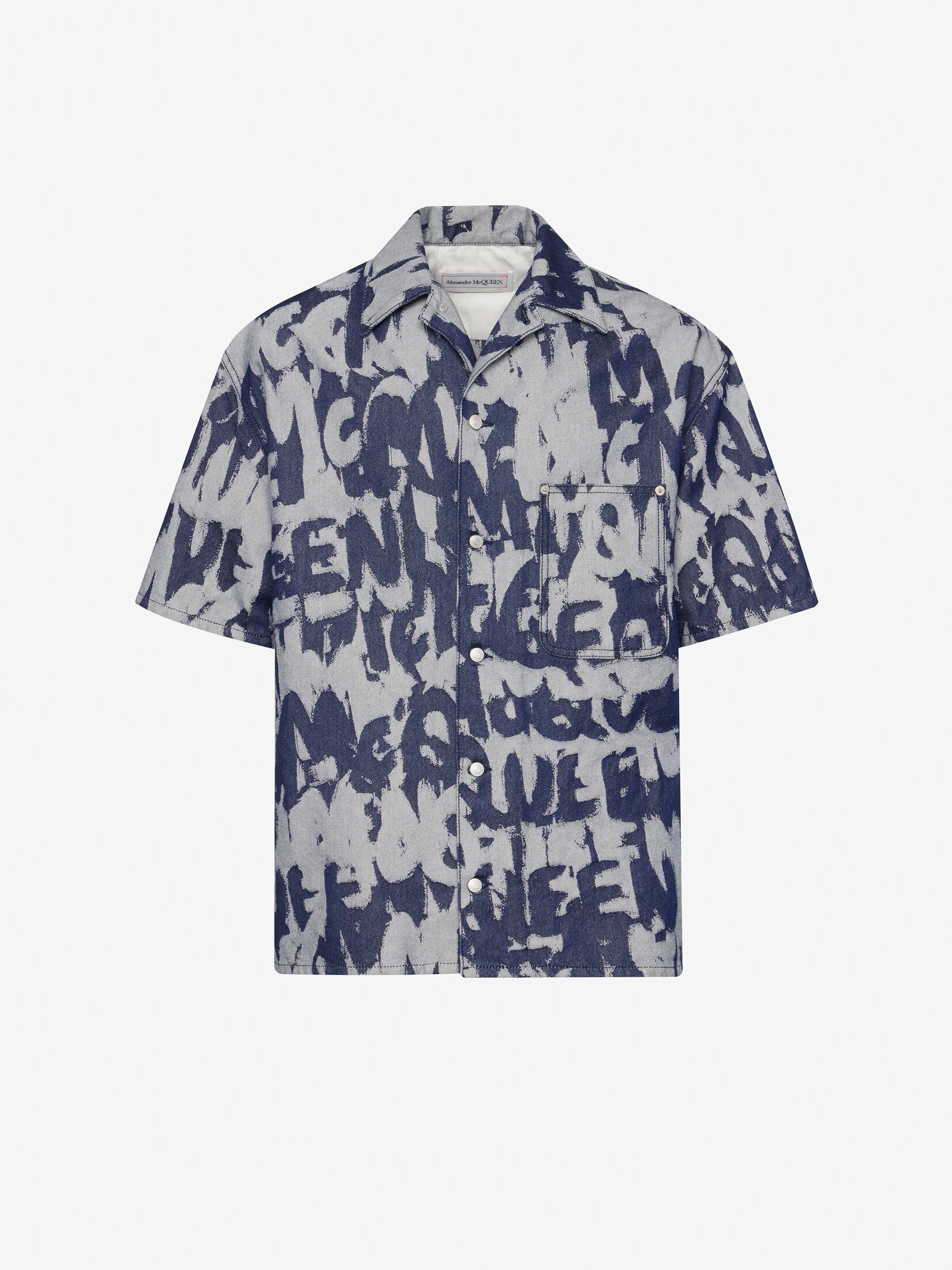 McQueen Graffiti Hawaiian Denim Shirt