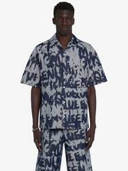 McQueen Graffiti Hawaiian Denim Shirt