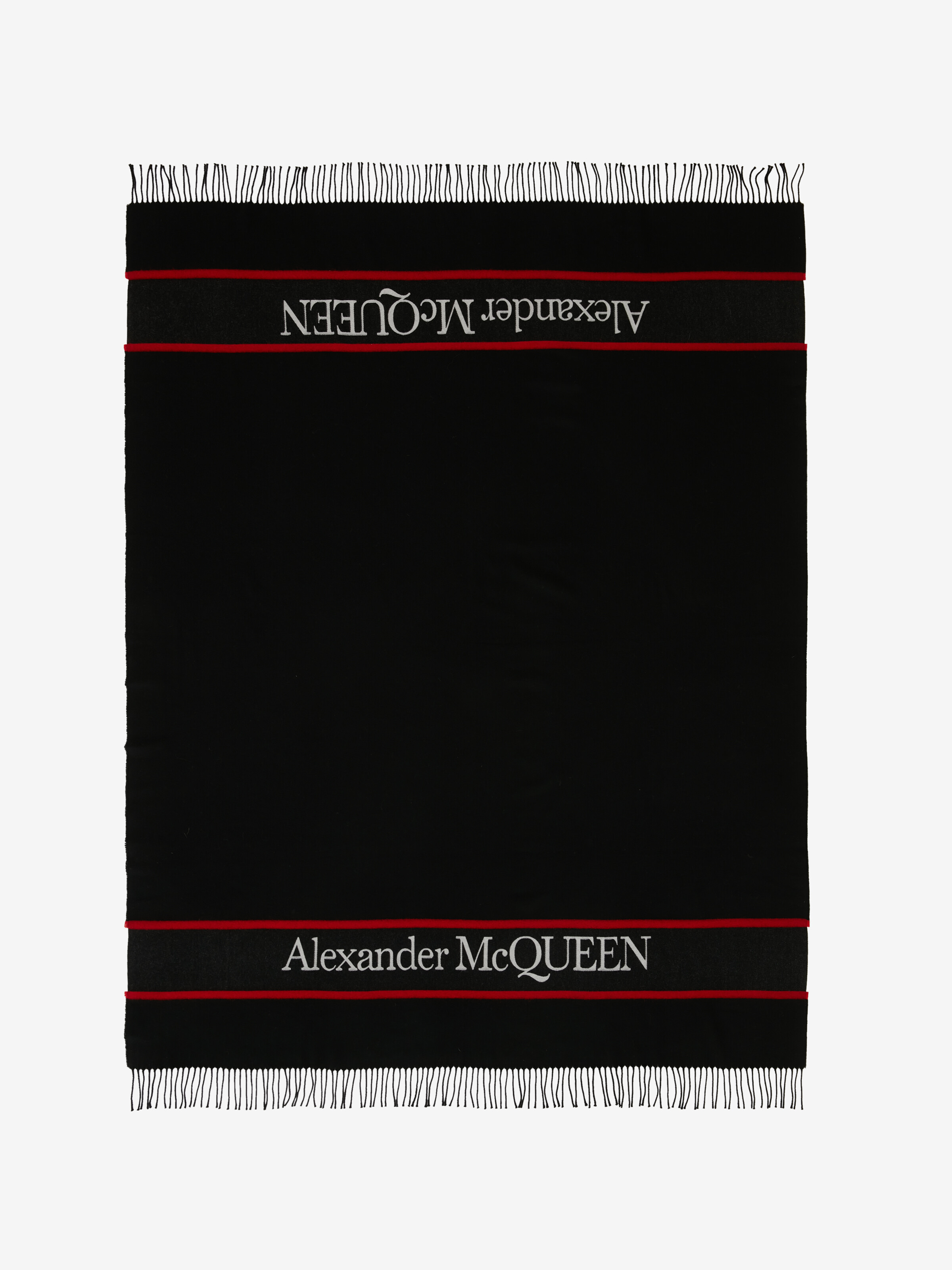 Alexander Mcqueen Wool-cashmere Logo Blanket Scarf In Black