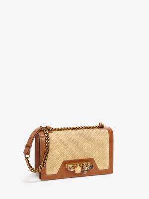 River Island Raffia Clutch Bag With Gold Trim in Natural