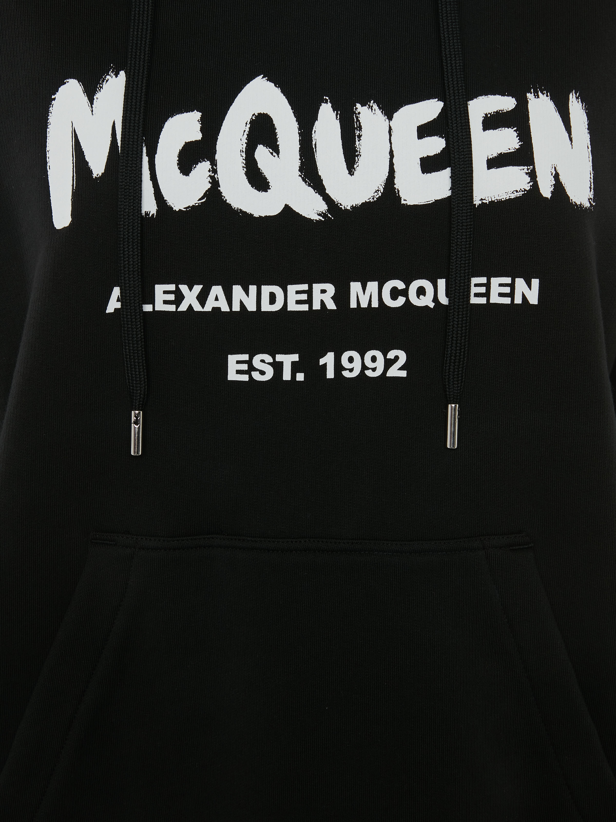 Kapuzensweatshirt mit McQueen-Graffiti-Motiv für Damen in Schwarz/Weiss in 100% Baumwolle | Alexander McQueen - image 5