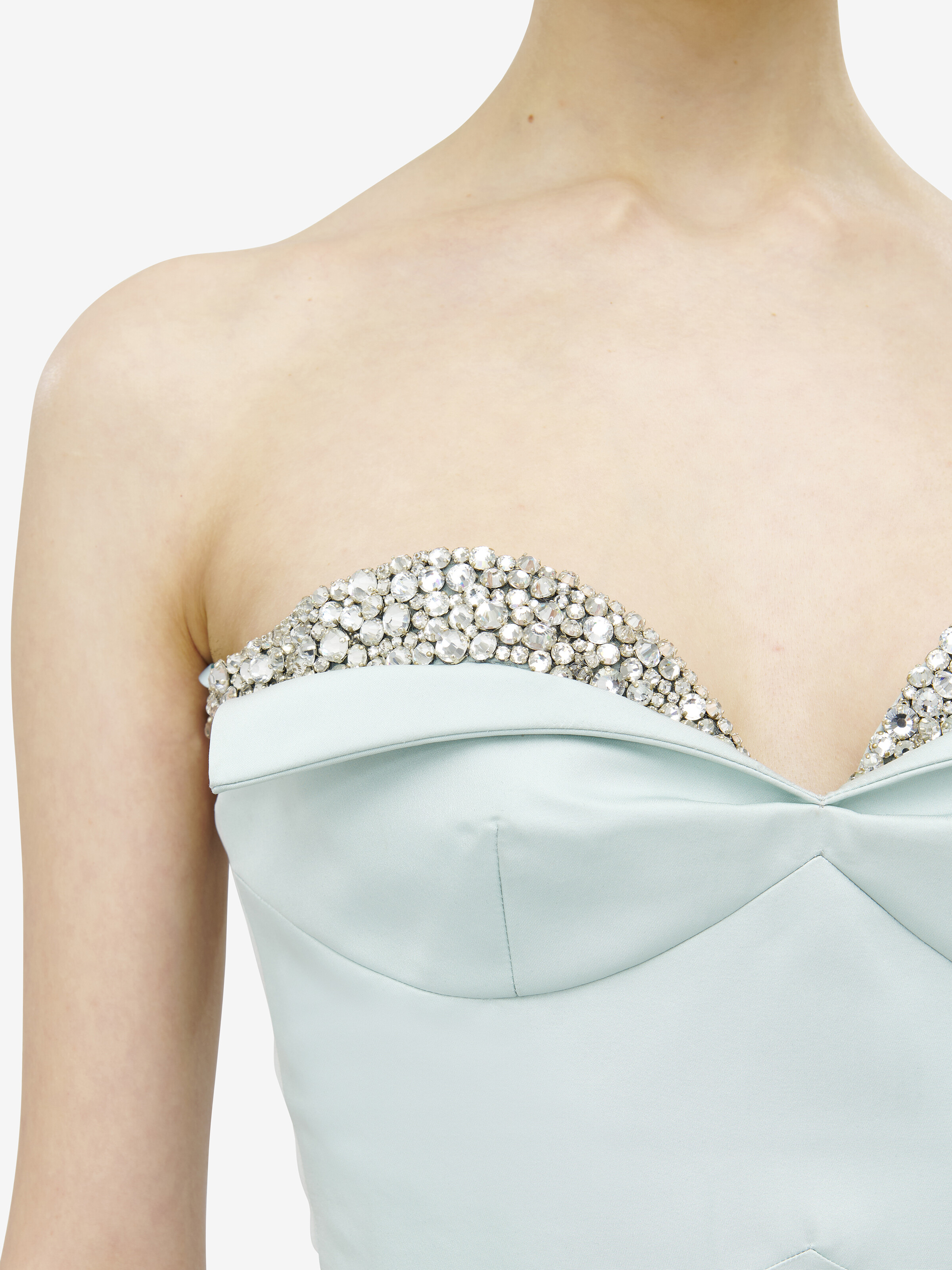 Women's Crystal Embroidery Strapless Evening Dress in Glass in 61% Polyester, 39% Silk | Alexander McQueen - image 5