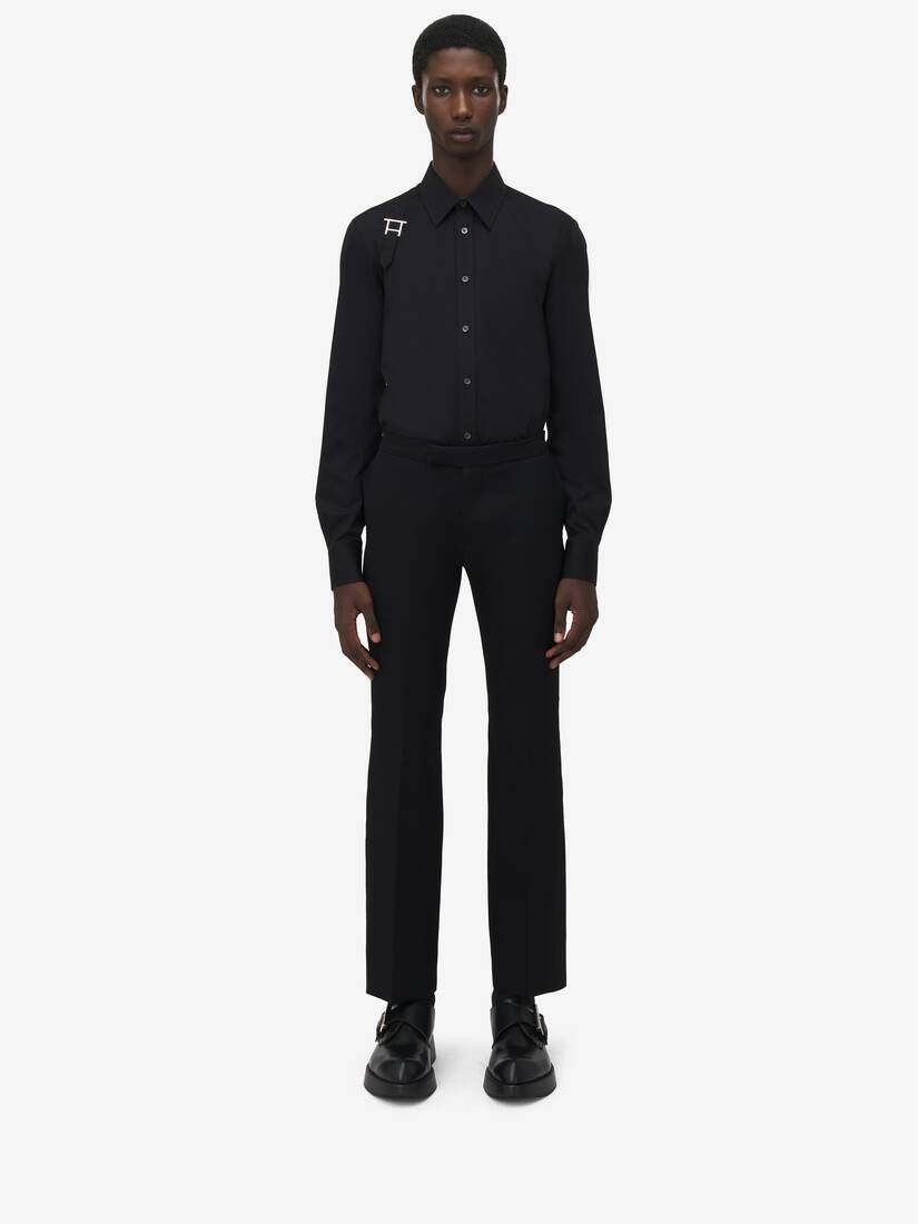 Men's T-Bar Harness Shirt in Black | Alexander McQueen US Men's T-Bar Harness Shirt in Black | Alexander McQueen US