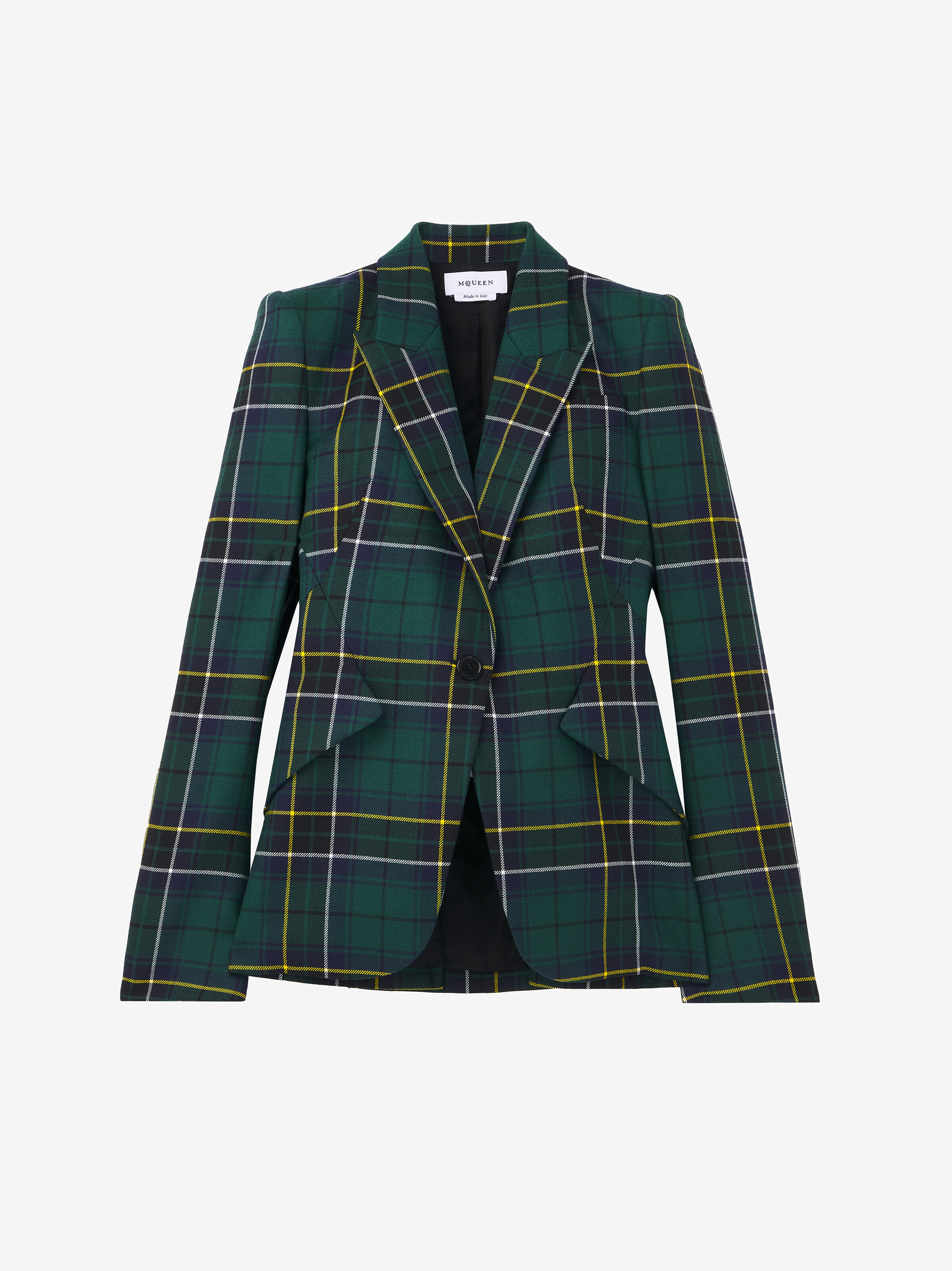 Wool Tartan Peak Shoulder Jacket