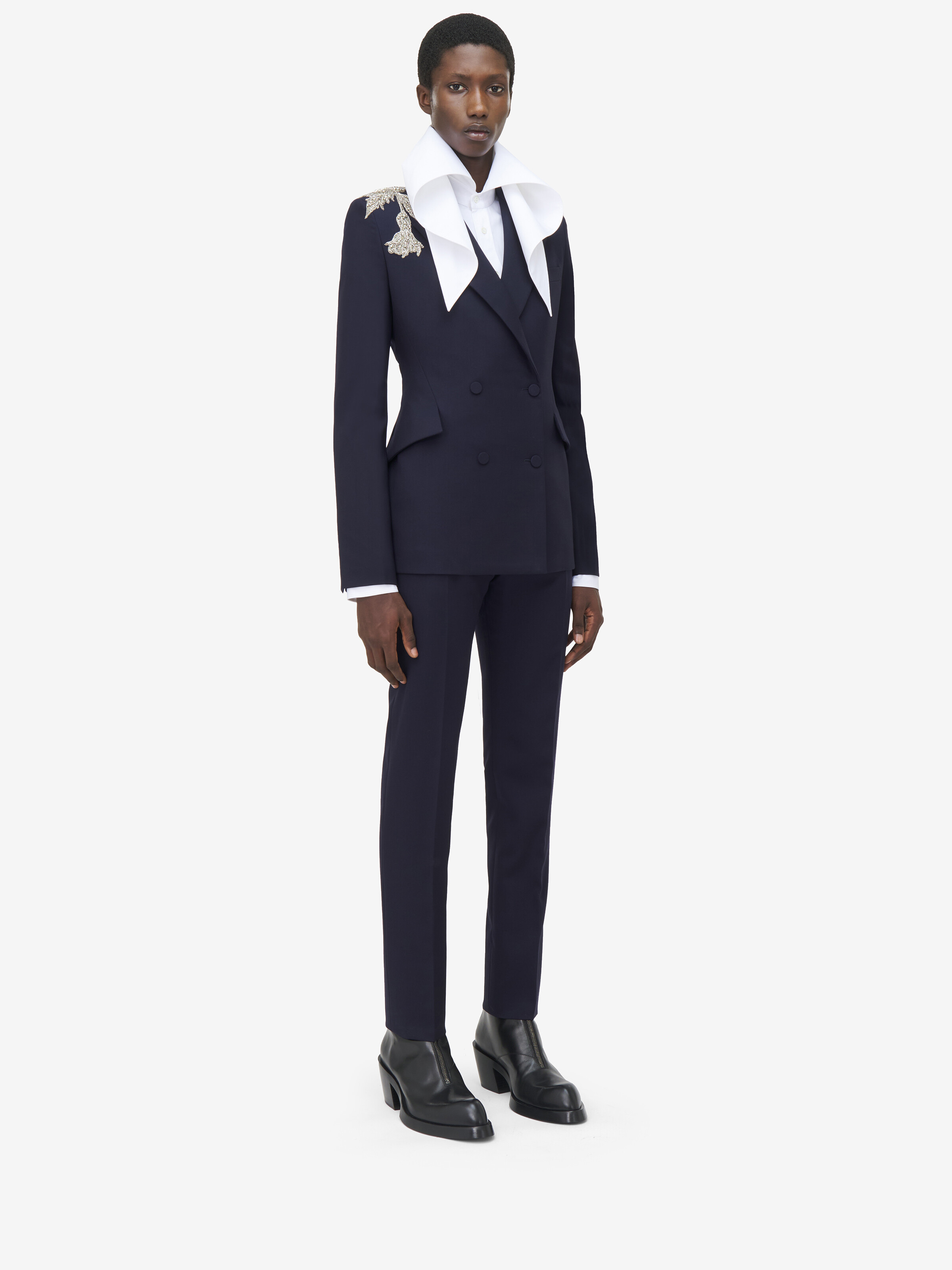Veste Brodée À Double Boutonnage