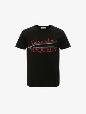Alexander McQueen Zip T-Shirt in Black | Alexander McQueen US