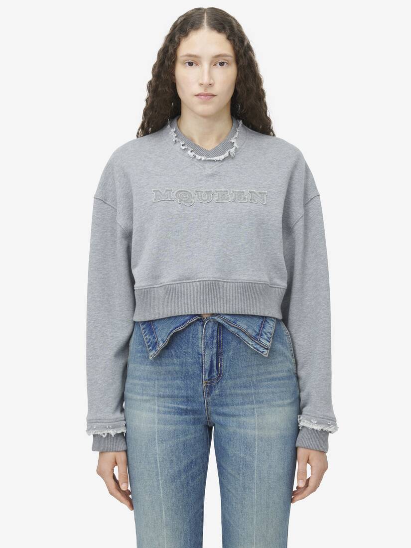 Sweat-Shirt Cropped À Logo McQueen