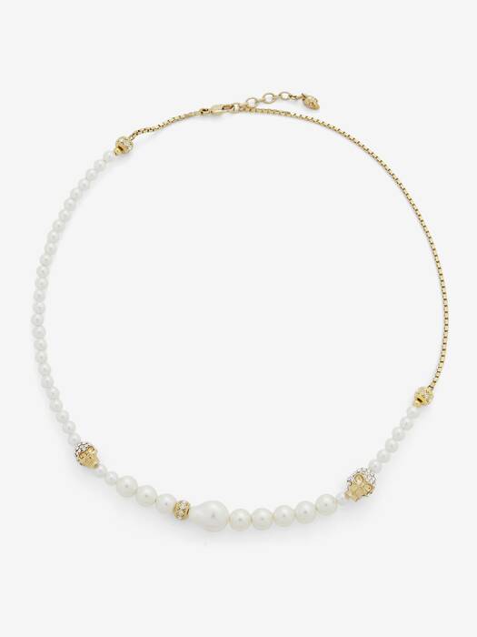 Women's Skull and Pearl Necklace in Gold | Alexander McQueen US