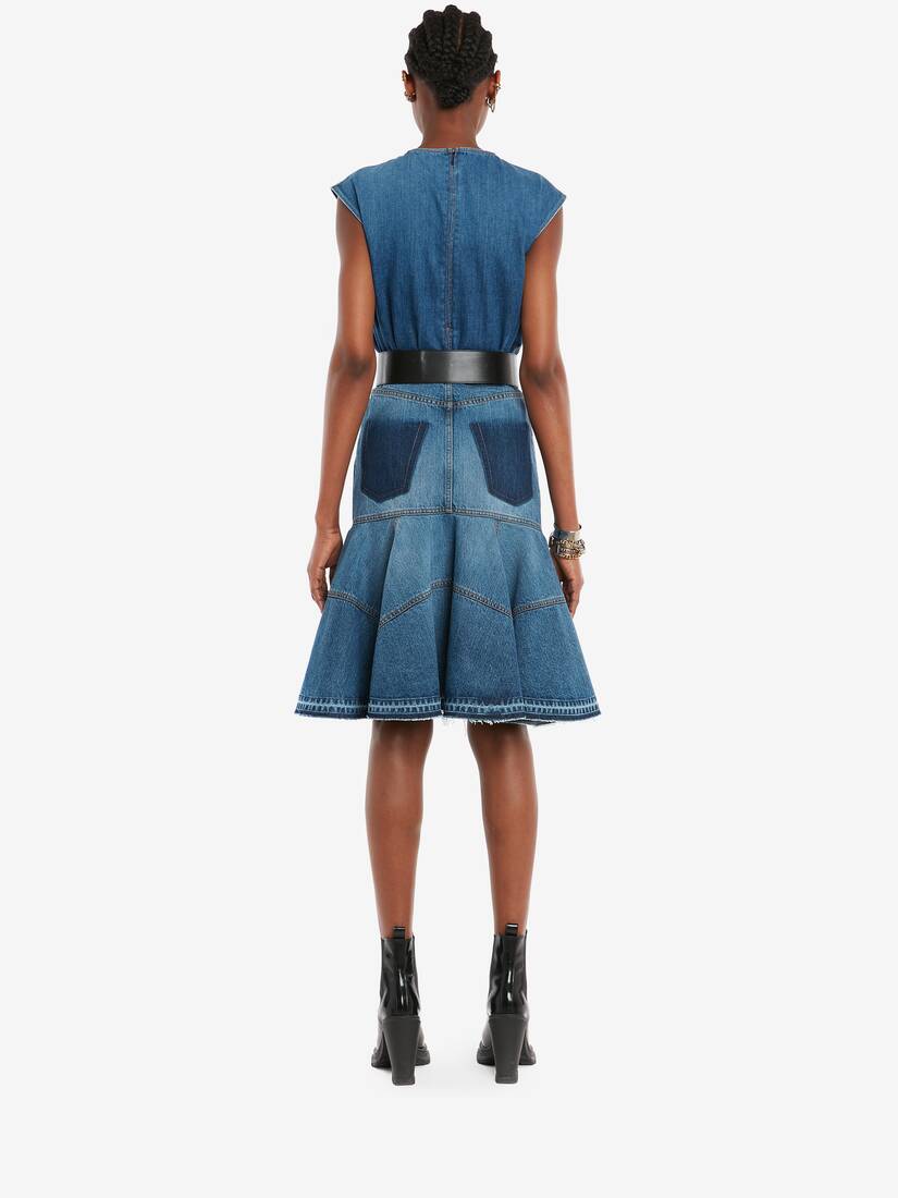 Bustier Denim Top in Washed Blue Alexander McQueen CH