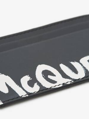 McQueen Graffiti Card Holder in Black/White | Alexander McQueen US