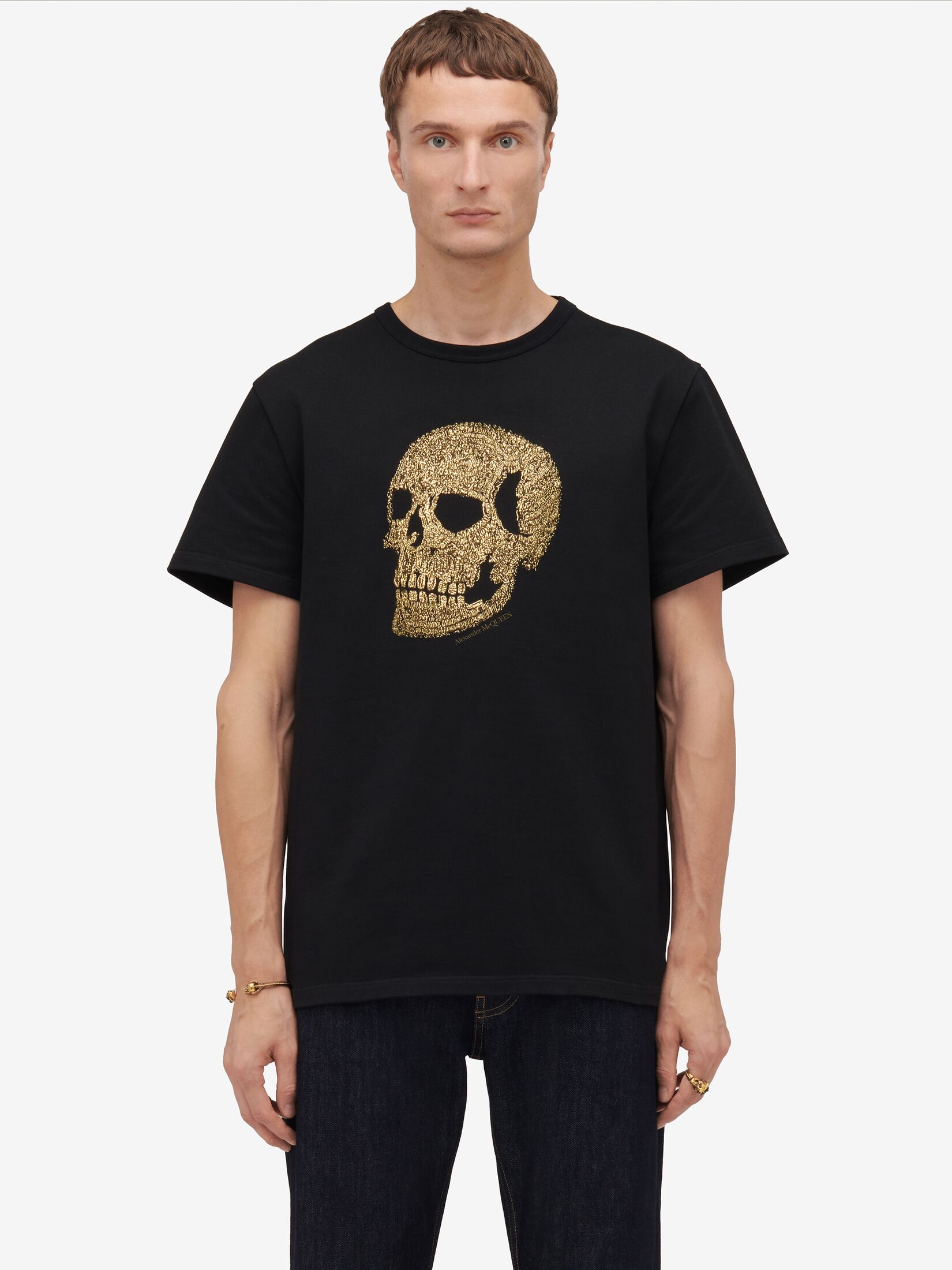 Skull T-shirt in Black/ Gold | Alexander McQueen US