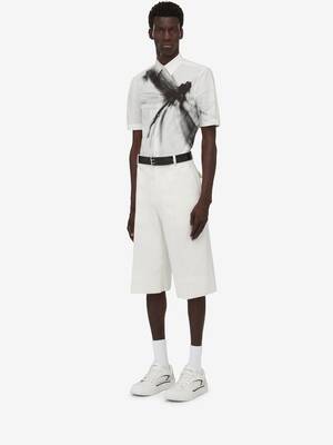 Dragonfly Short Sleeve Shirt in White/Black | Alexander McQueen US