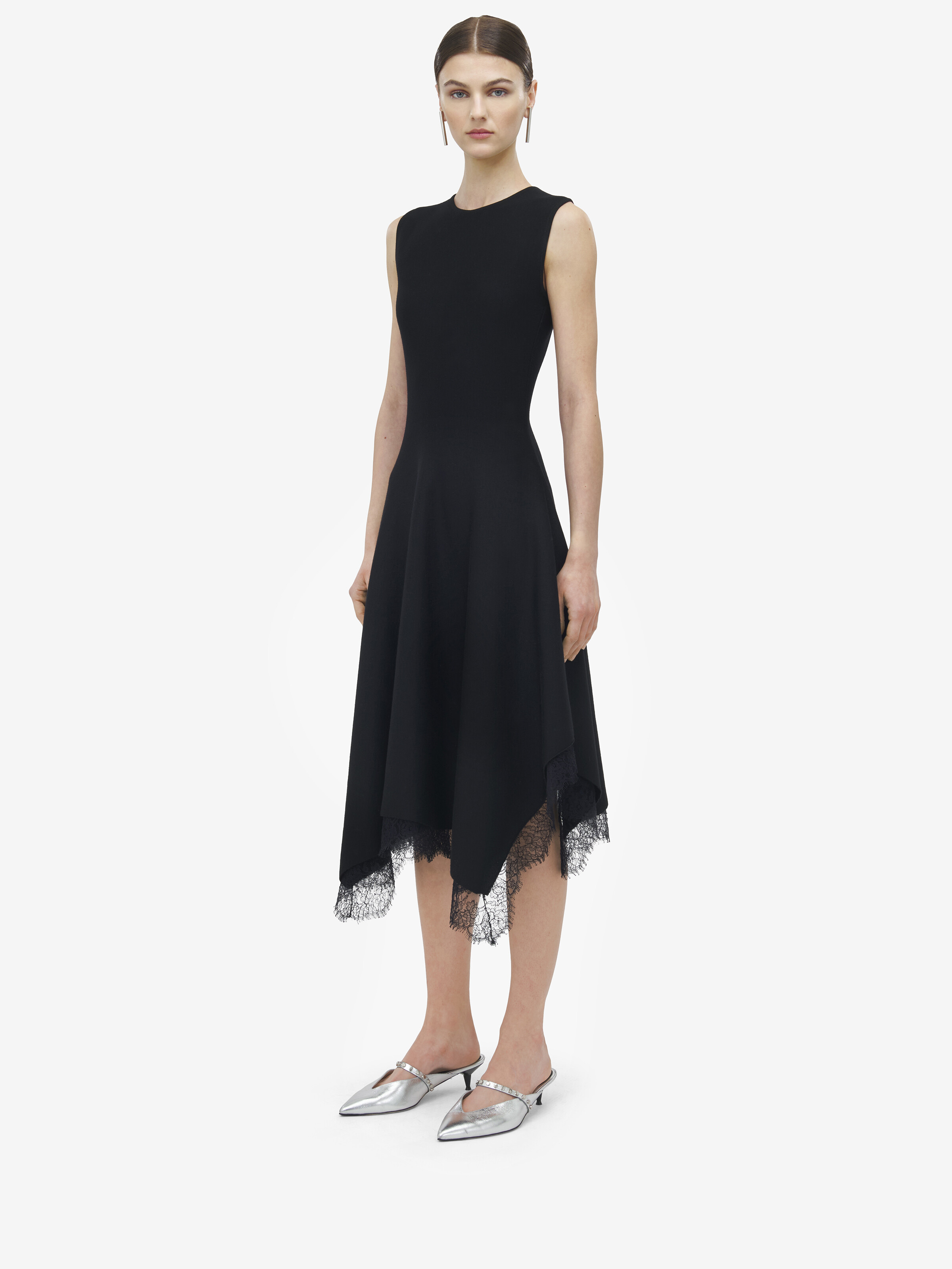 Lace Detail Asymmetric Dress