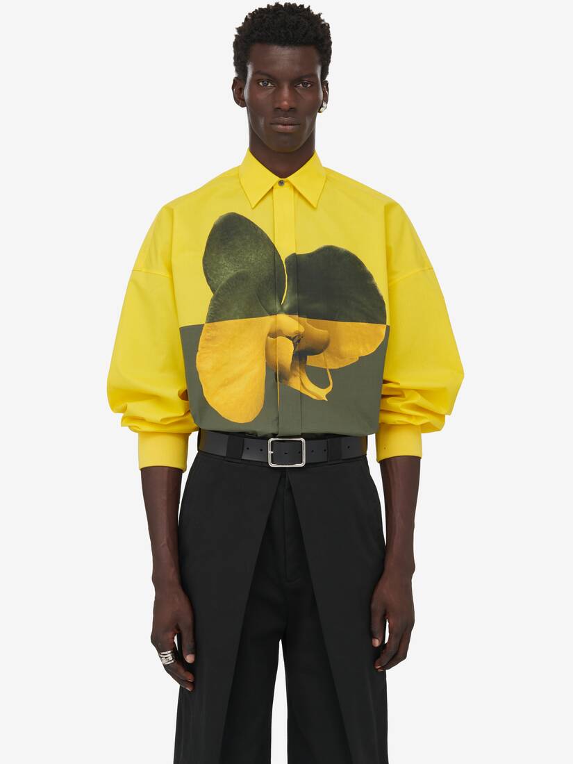 Spliced Orchid Shirt in Yellow/Khaki | Alexander McQueen US
