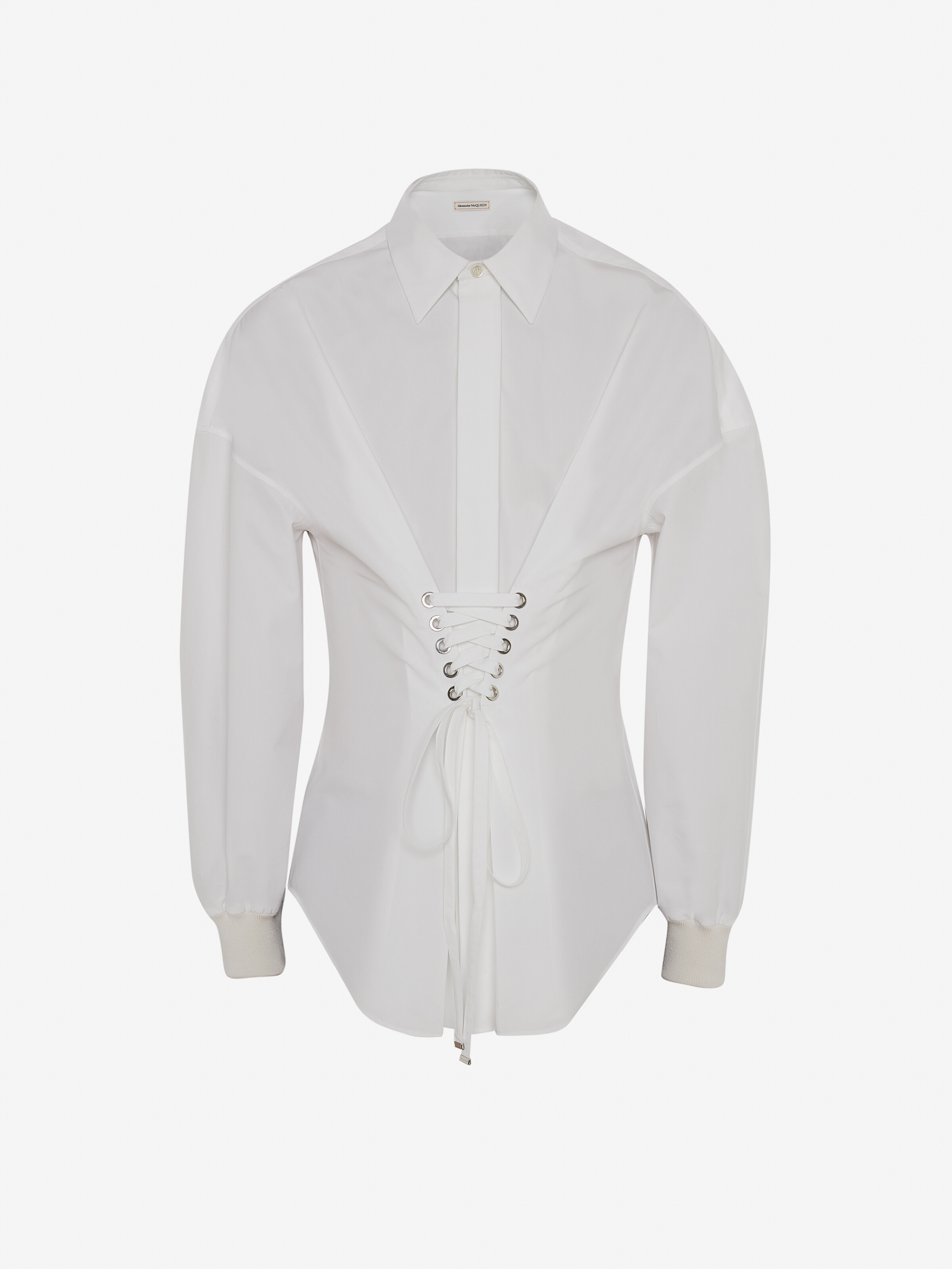 Alexander Mcqueen Dropped Shoulder Lace Detail Shirt In White