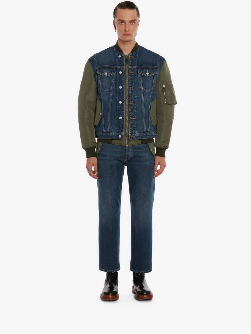 Hybrid Denim Bomber Jacket in Indigo 