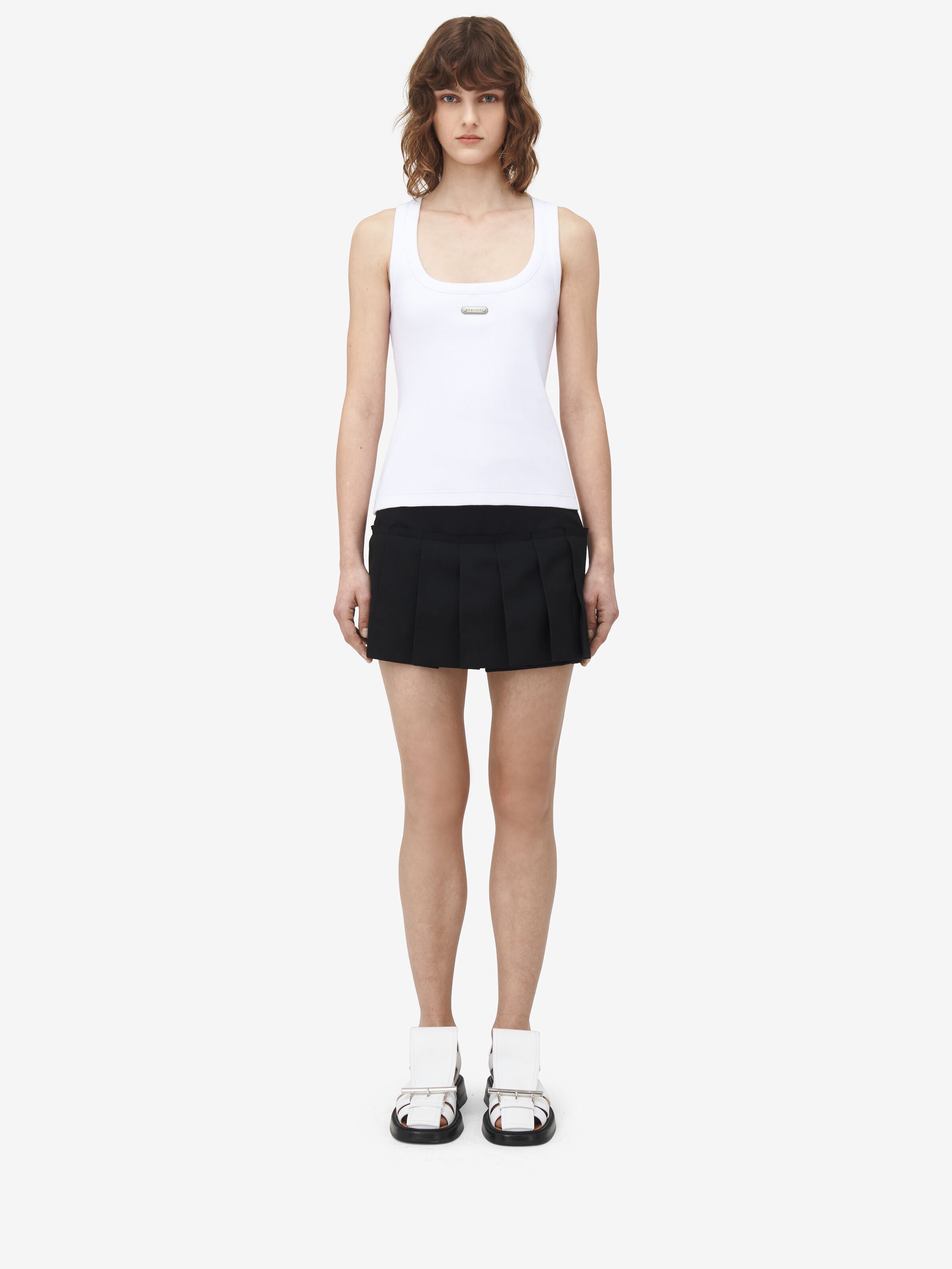 Women's McQueen Placket Tank Top in Optical White in 98% Cotton, 2% Elastane | Alexander McQueen - image 2