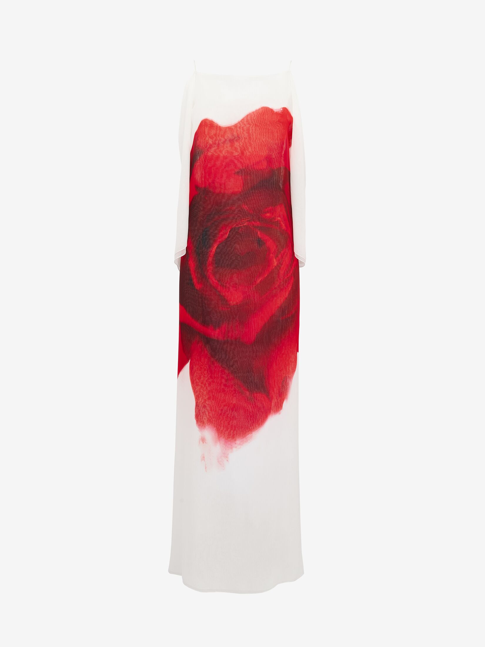 Trägerkleid aus Chiffon mit Bleeding Rose-Motiv