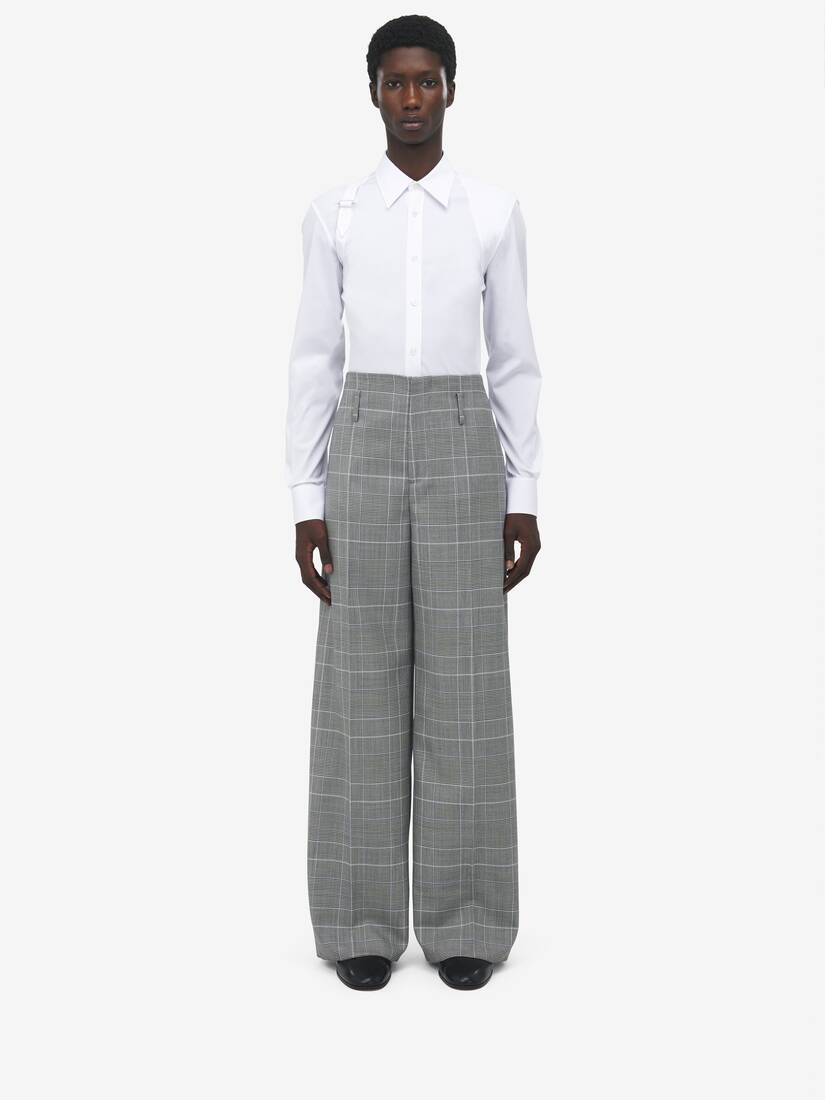 Prince of Wales Wide Leg Trousers