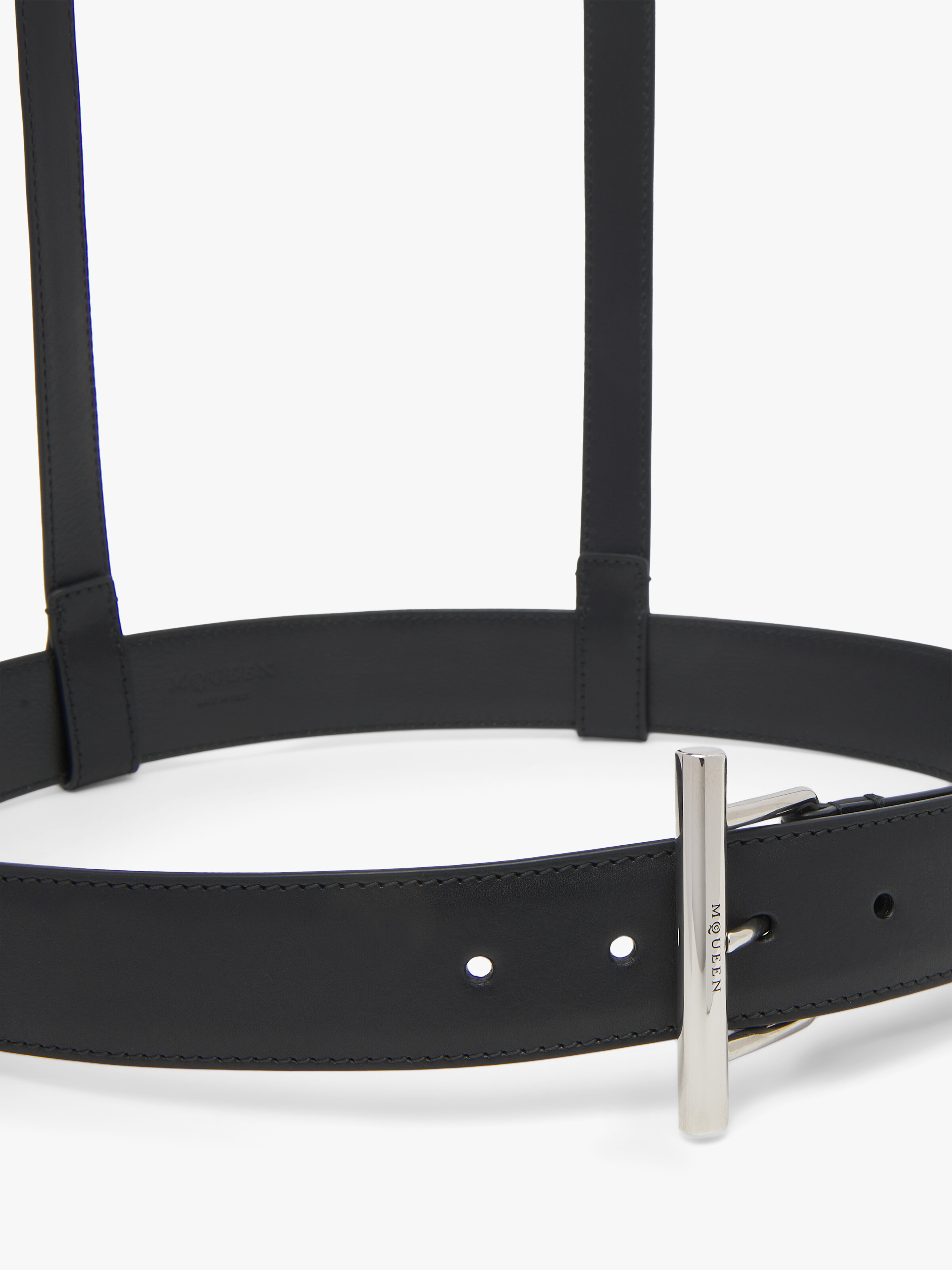 Chemise harnais T-Bar pour Homme en Noir in Cuir de veau | Alexander McQueen - image 3