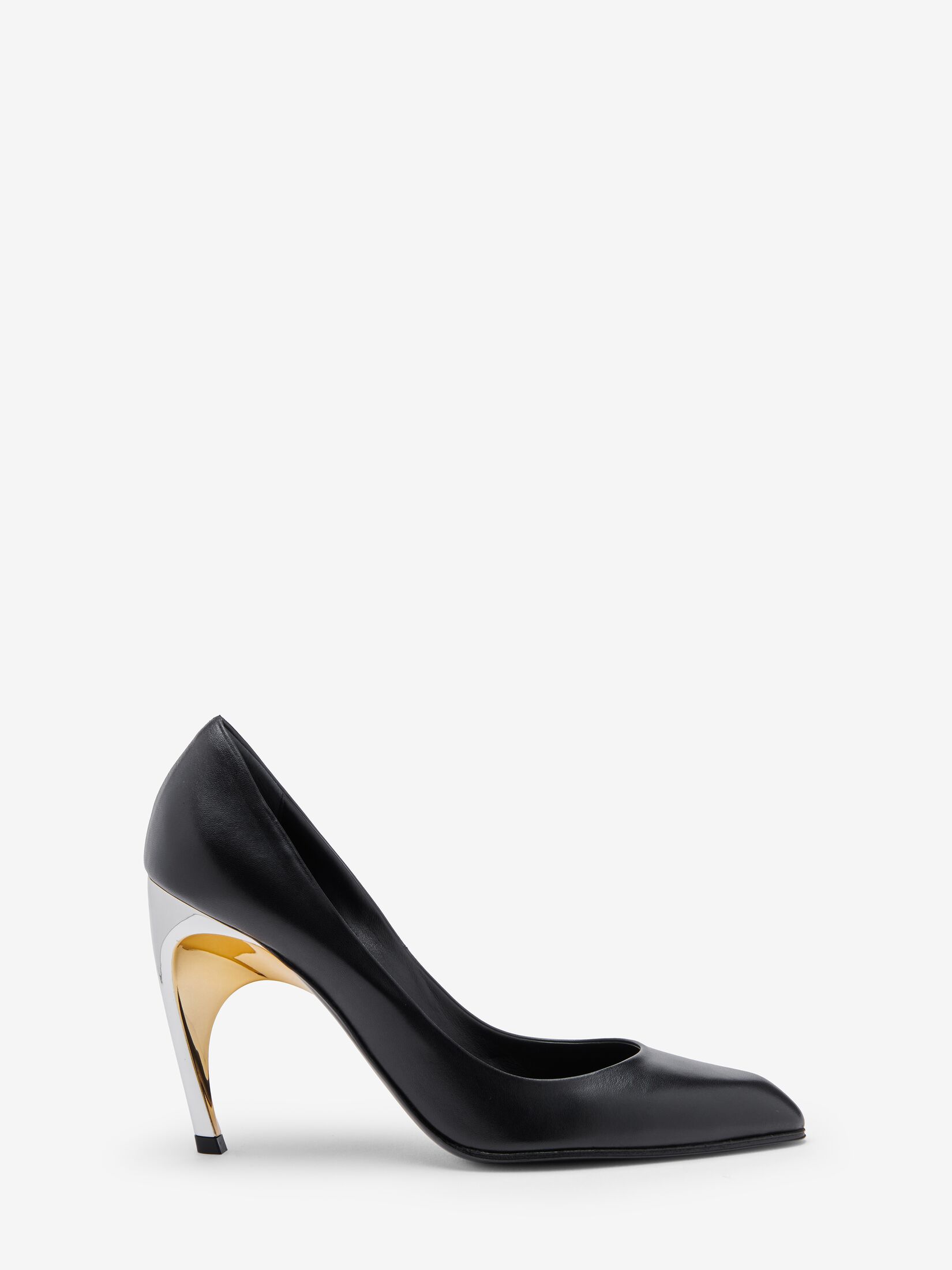 Metal Heel Slipper in Black/Silver | Alexander McQueen US