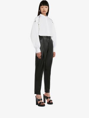 j brand nila leather pleated trousers